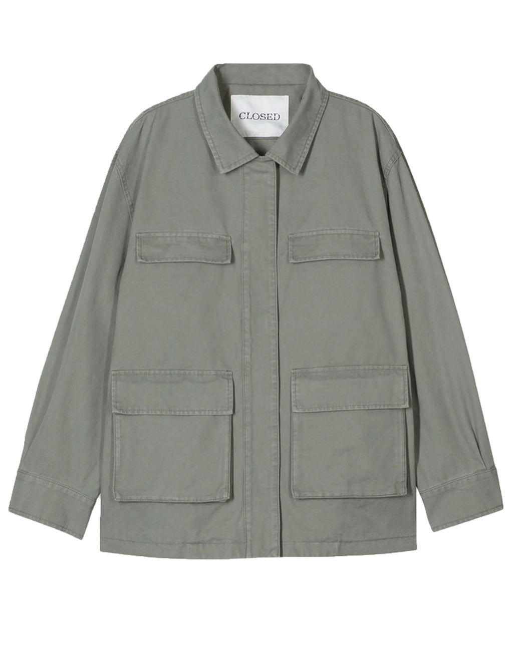 CLOSED Giacca Field Jacket in Cotone Biologico Verde Sbiadito