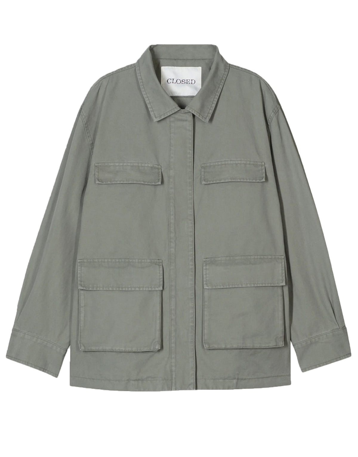 CLOSED Giacca Field Jacket in Cotone Biologico Verde Sbiadito