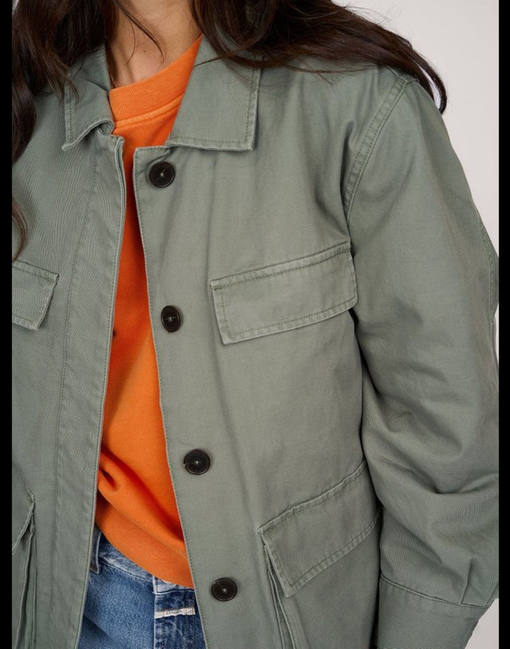 CLOSED Giacca Field Jacket in Cotone Biologico Verde Sbiadito