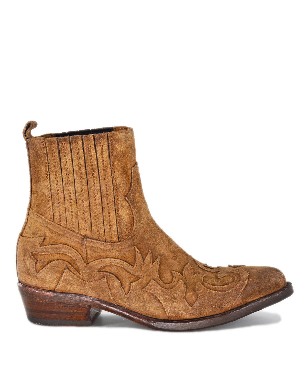 Bottines texanes DAMY Mies en croûte de cuir sable