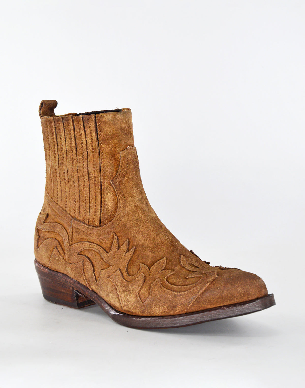 Bottines texanes DAMY Mies en croûte de cuir sable