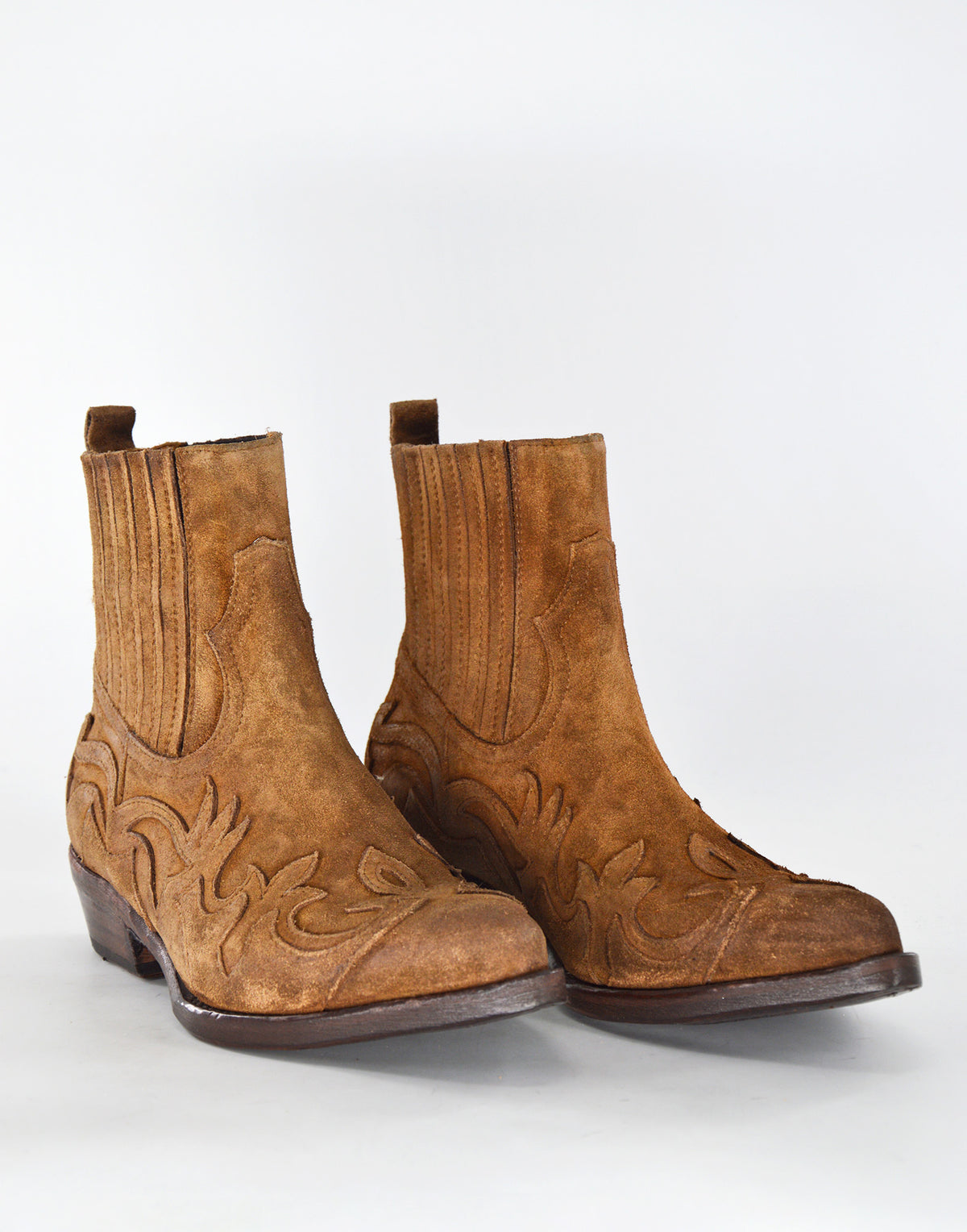 Bottines texanes DAMY Mies en croûte de cuir sable