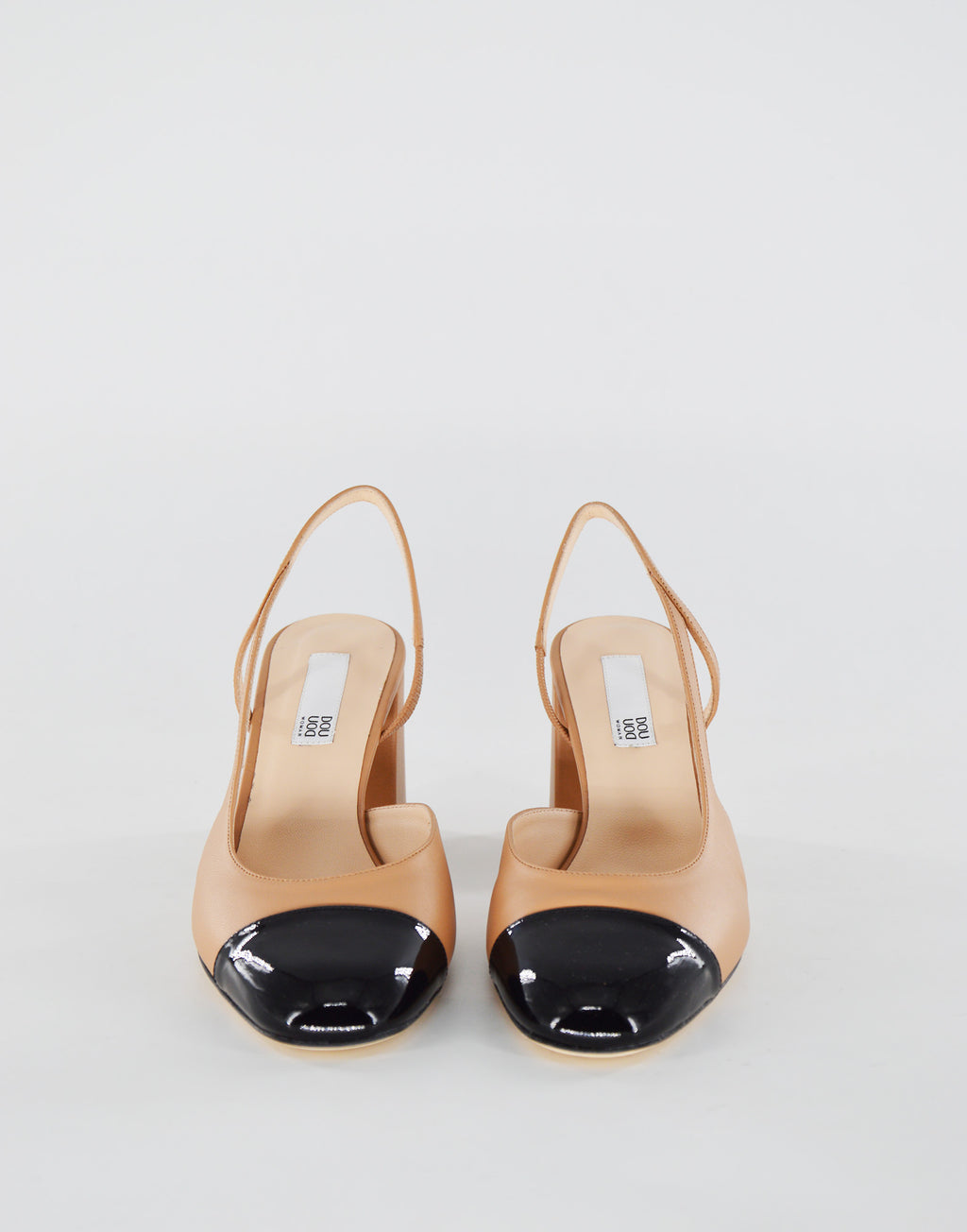 DOUUOD Chanel in Nappa con Punta in Vernice Biscotto/Nero