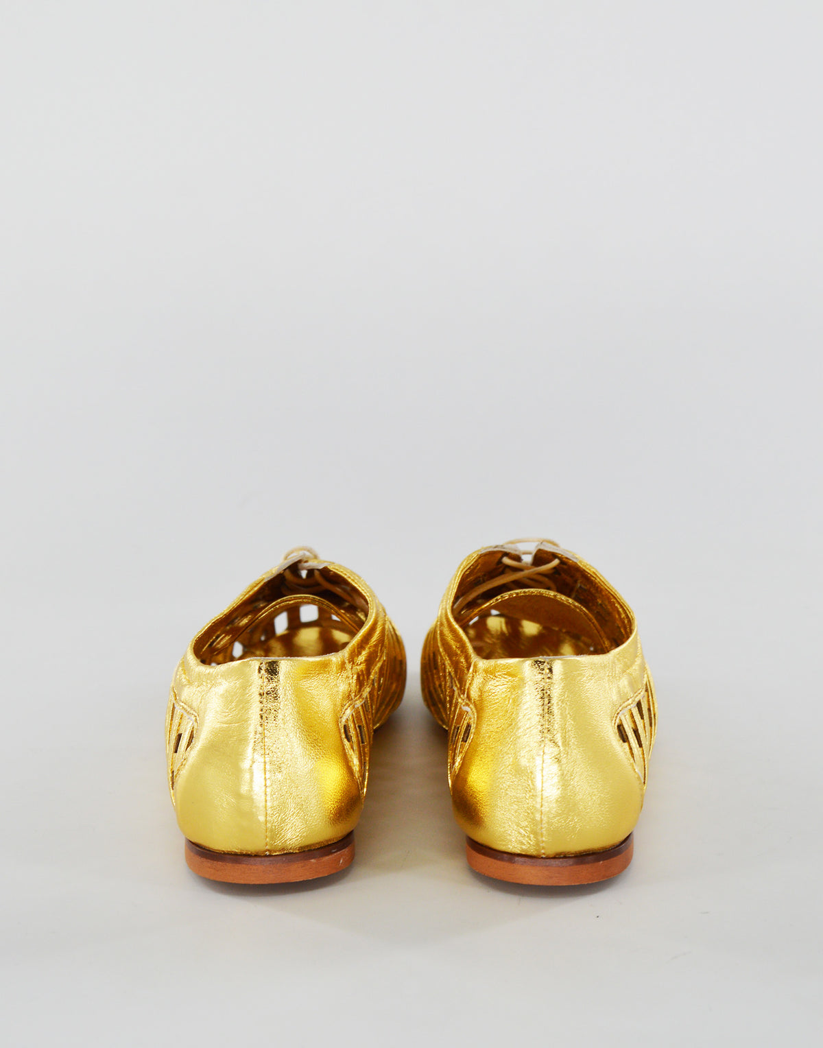 DOUUOD Derby Traforati in Pelle Laminata Oro