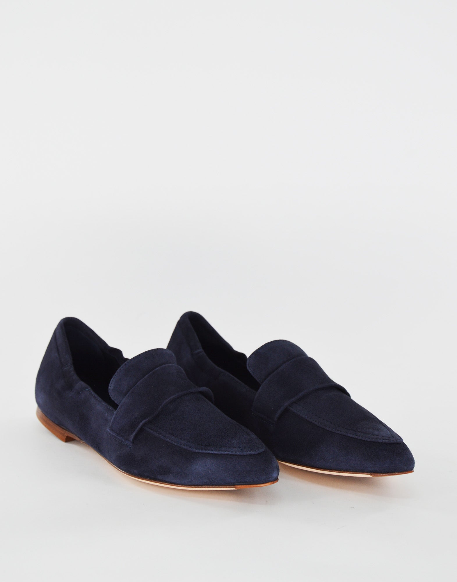 DOUUOD Mocassini a Punta in Camoscio Blu