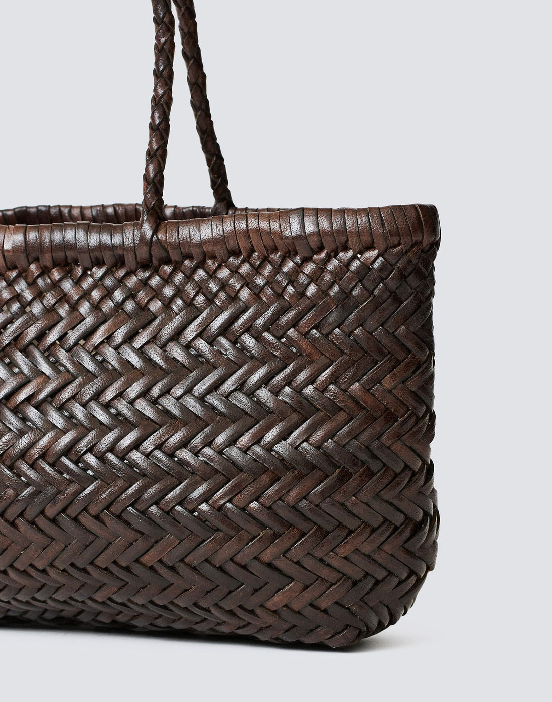DOUUOD Borsa Carrie in Pelle Intrecciata Testa di Moro