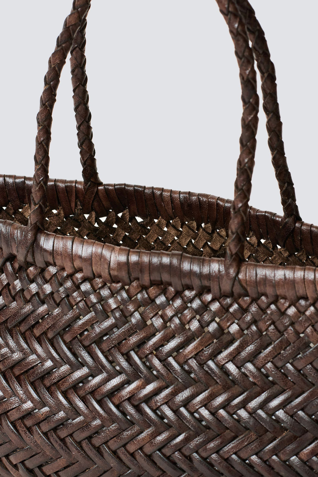DOUUOD Borsa Carrie in Pelle Intrecciata Testa di Moro