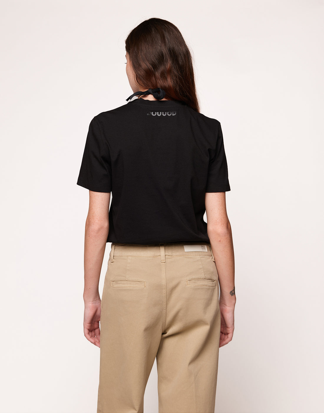 DOUUOD T-shirt Manica Corta con Collana Nera