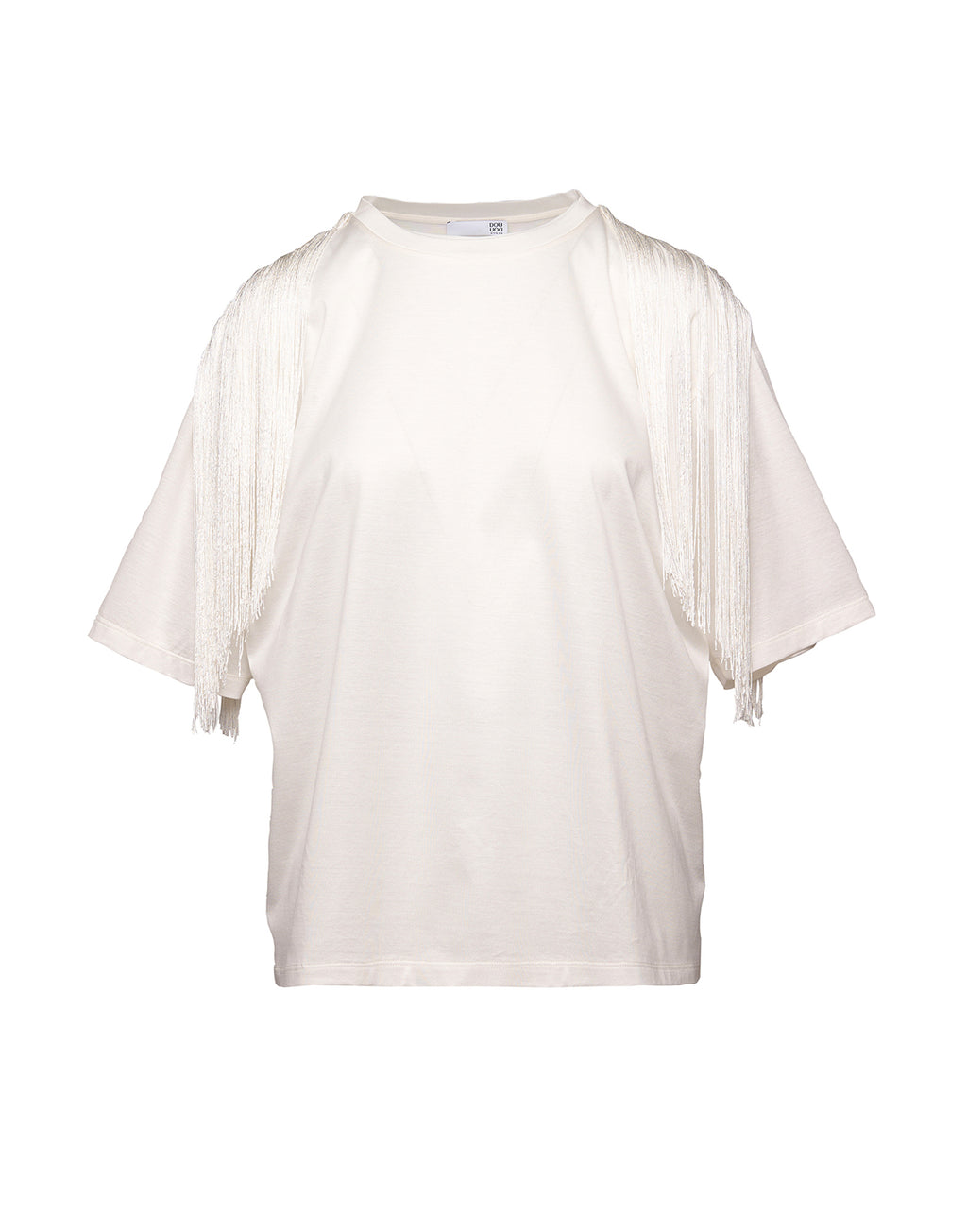 T Shirt Con Frange Sulle Spalle T-shirt Ampia Garment-dyed Con