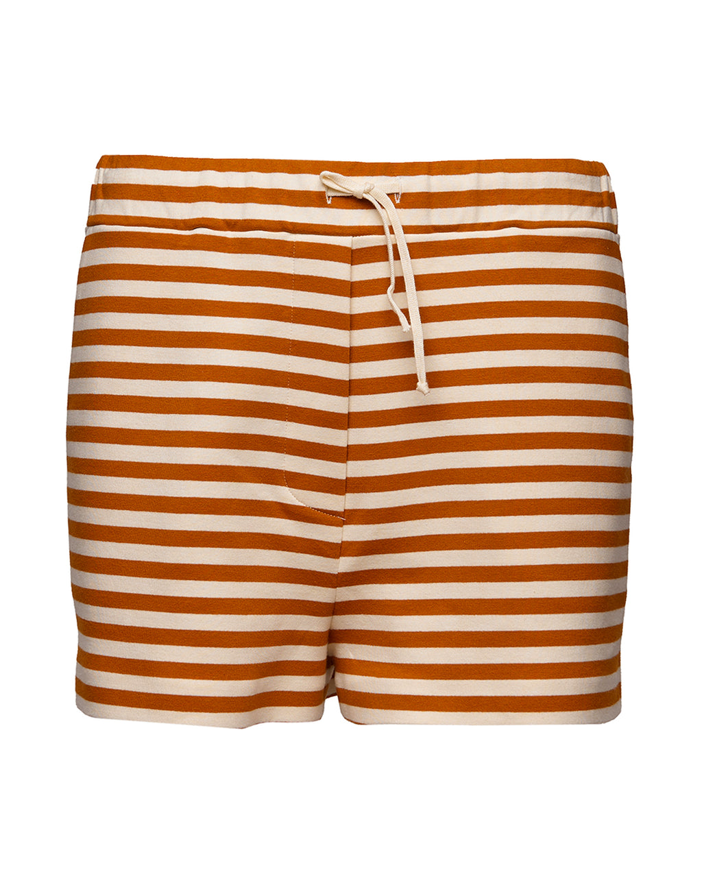 DOUUOD Shorts in Felpa Rigata Sartoriale Zafferano/Latte