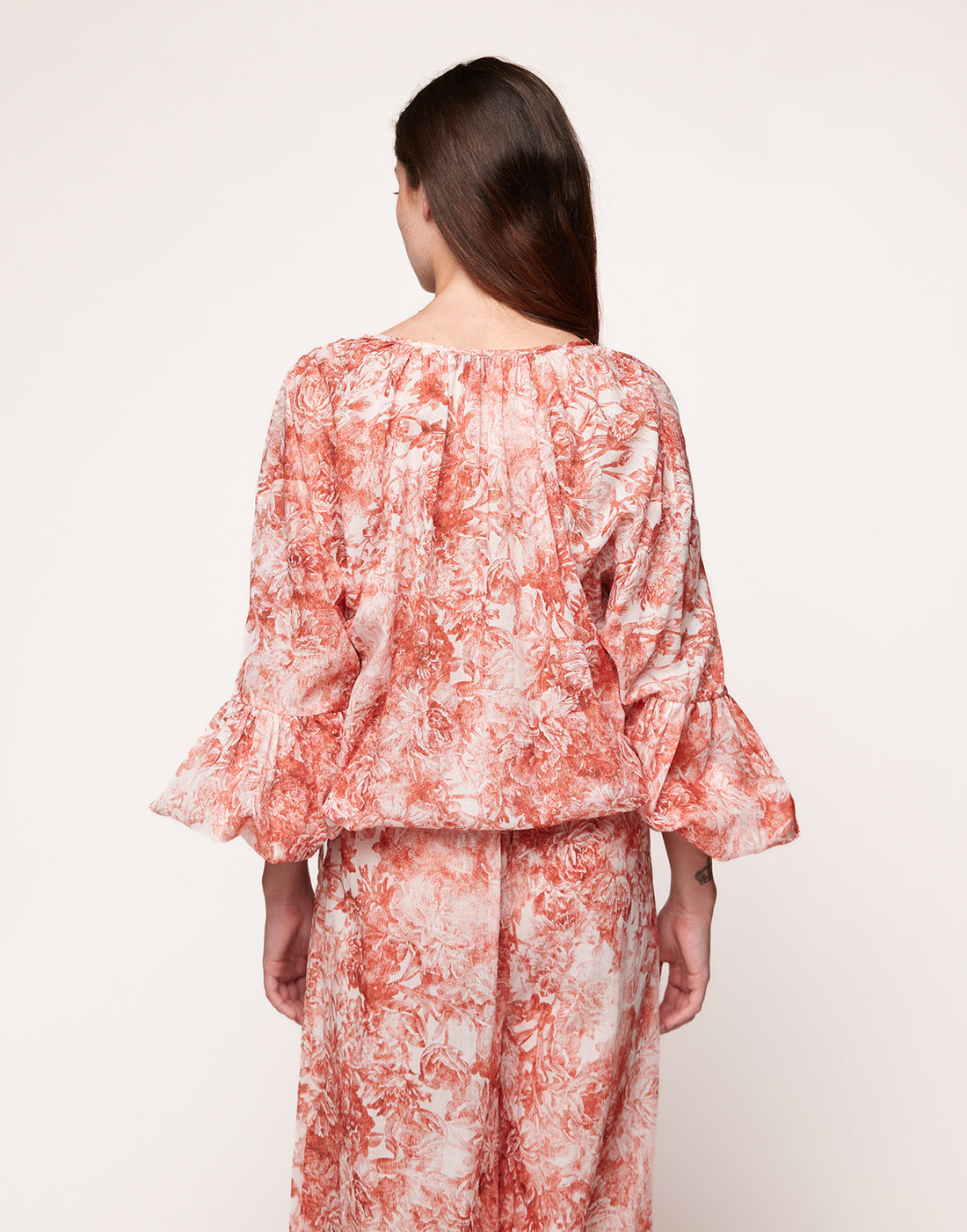 DOUUOD
Blusa con Manica a Balloon in Mussola Floreale Cotto