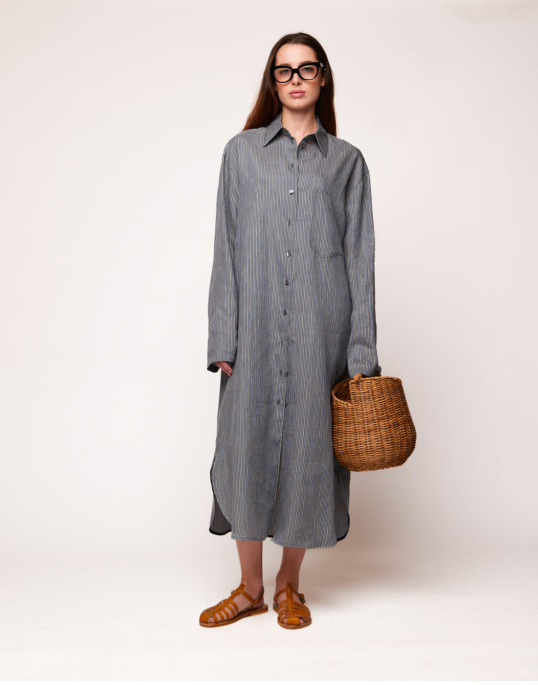 DOUUOD Abito Camicia in Organza Lino/Seta