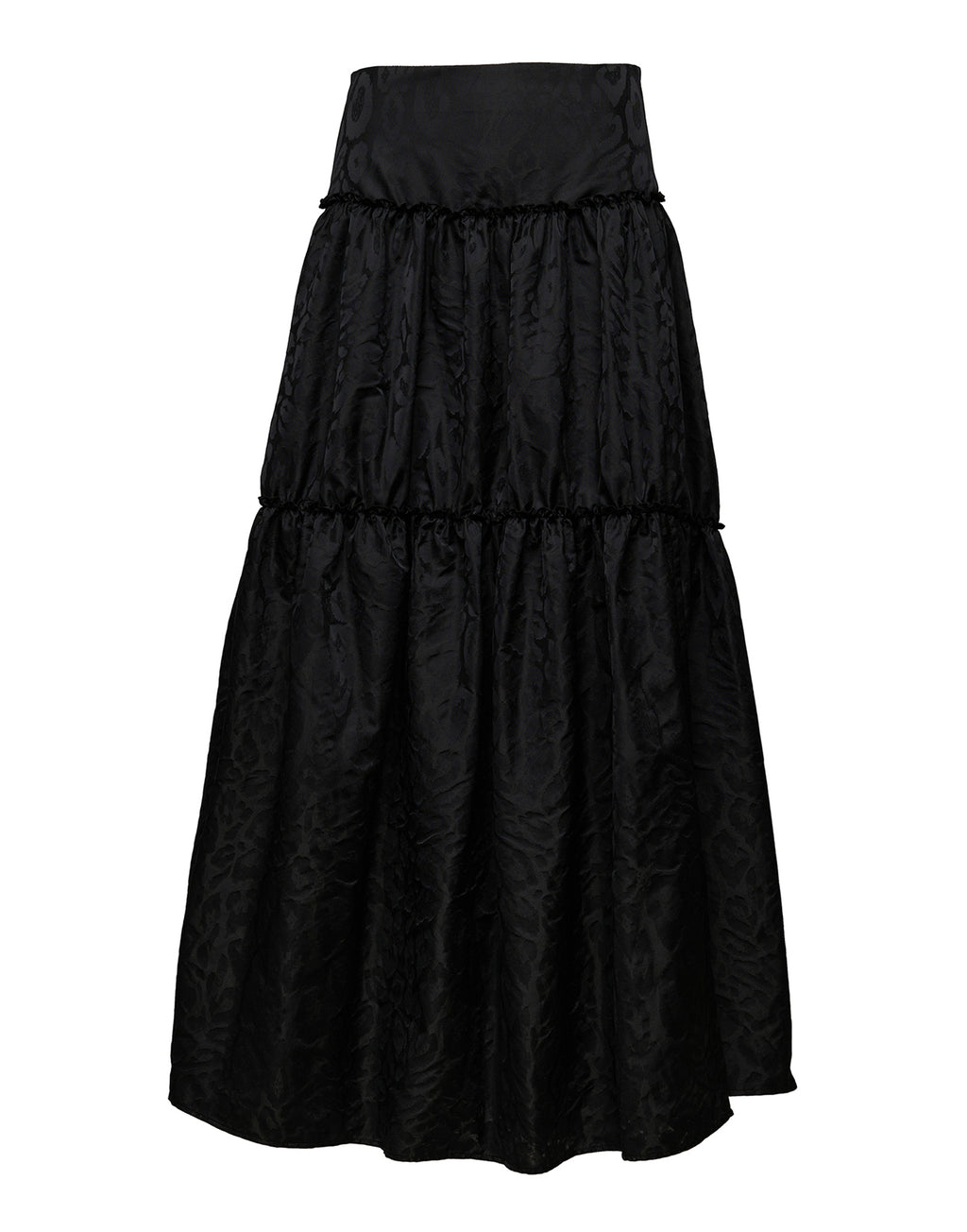 DOUUOD Gonna a Balze in Taffettas Jacquard Maculato Nero