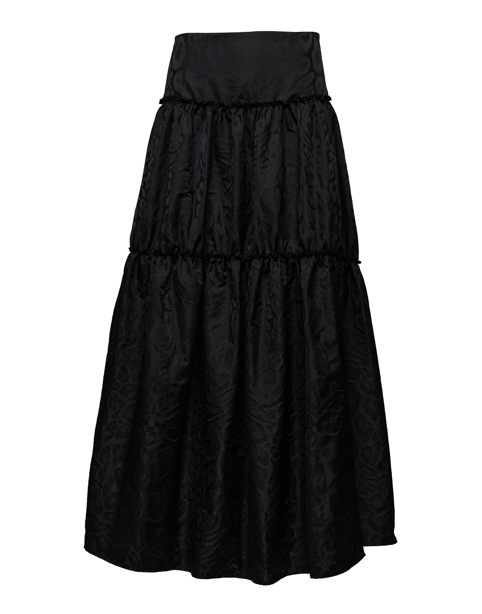 DOUUOD Gonna a Balze in Taffettas Jacquard Maculato Nero
