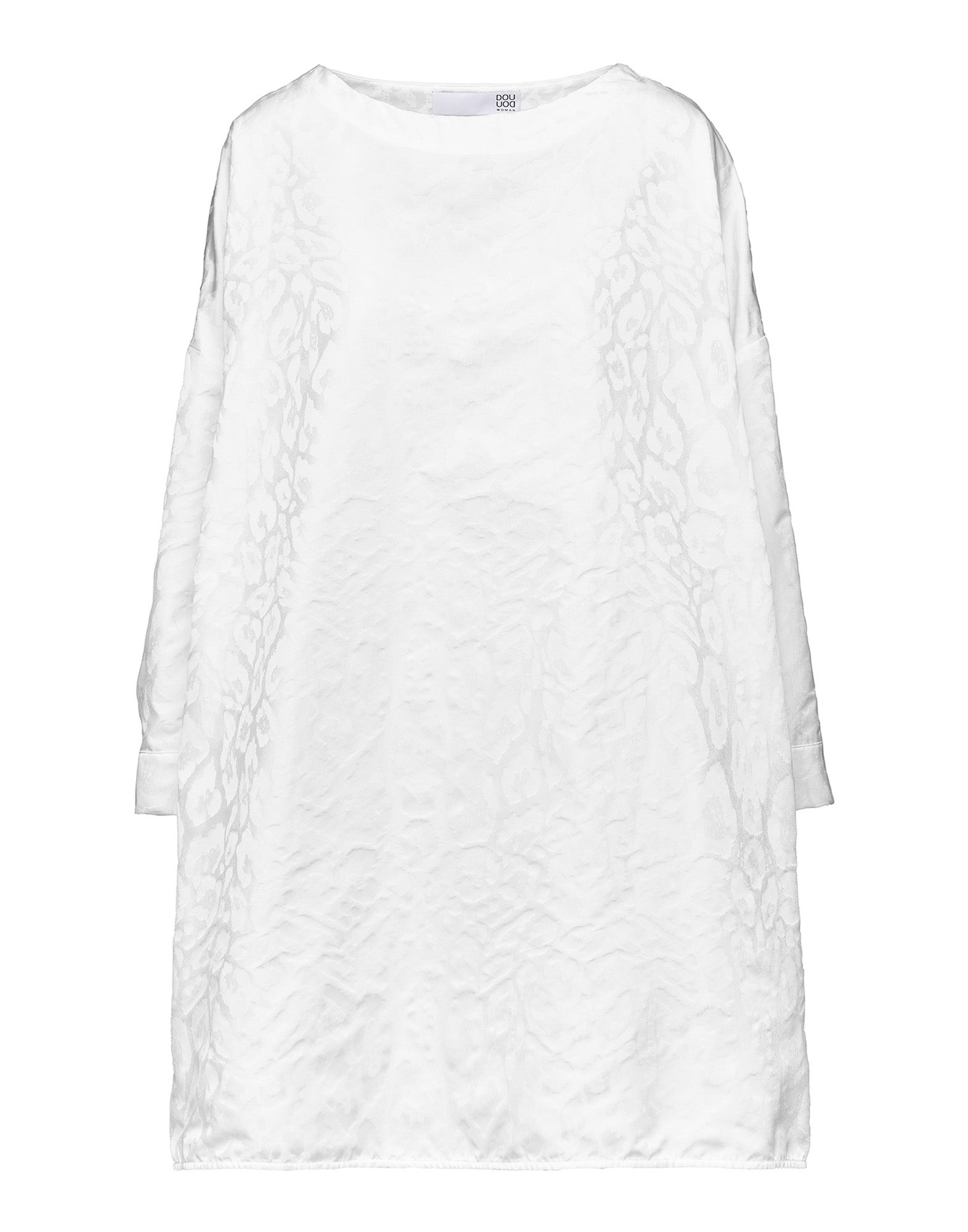 DOUUOD Abito Ampio a Sacchetto in Taffetas Jacquard Maculato Off White