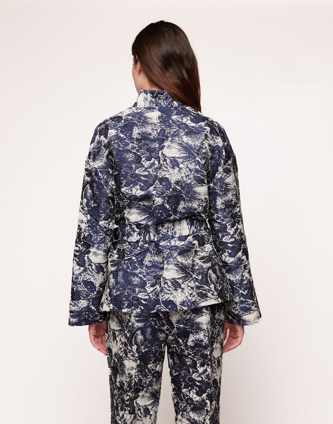 DOUUOD Giacca Kimono in Jacquard Zaffiro