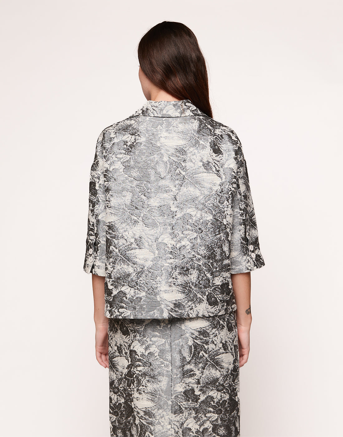 DOUUOD Giacca Manica al Gomito in Jacquard Steel