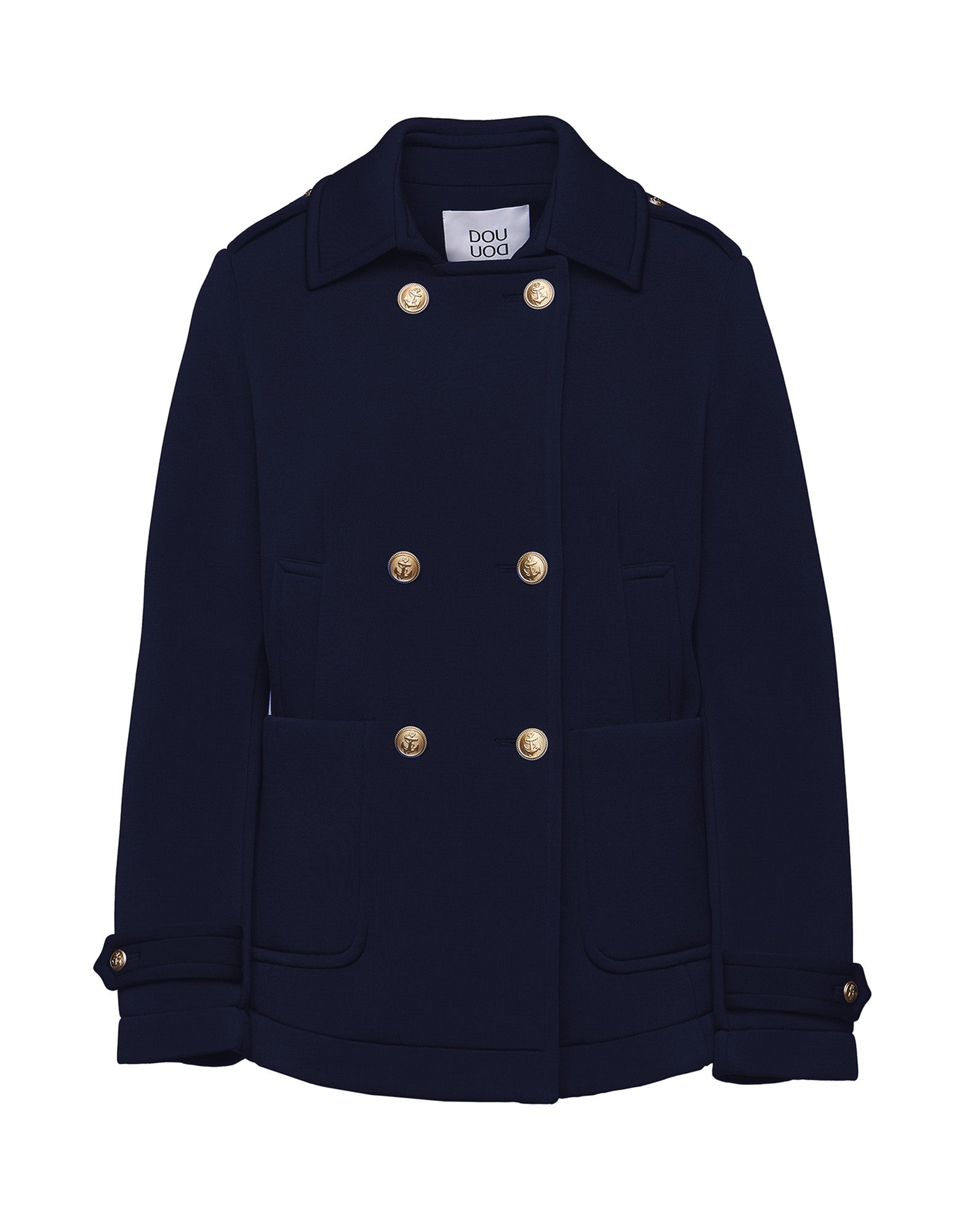 DOUUOD Caban Marina Doppio Petto in Neoprene Navy Blu
