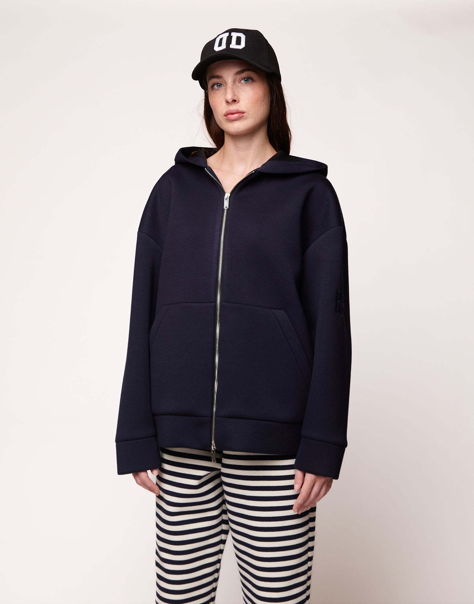 DOUUOD Giacca a Felpa con Zip e Cappuccio in Neoprene Navy Blu