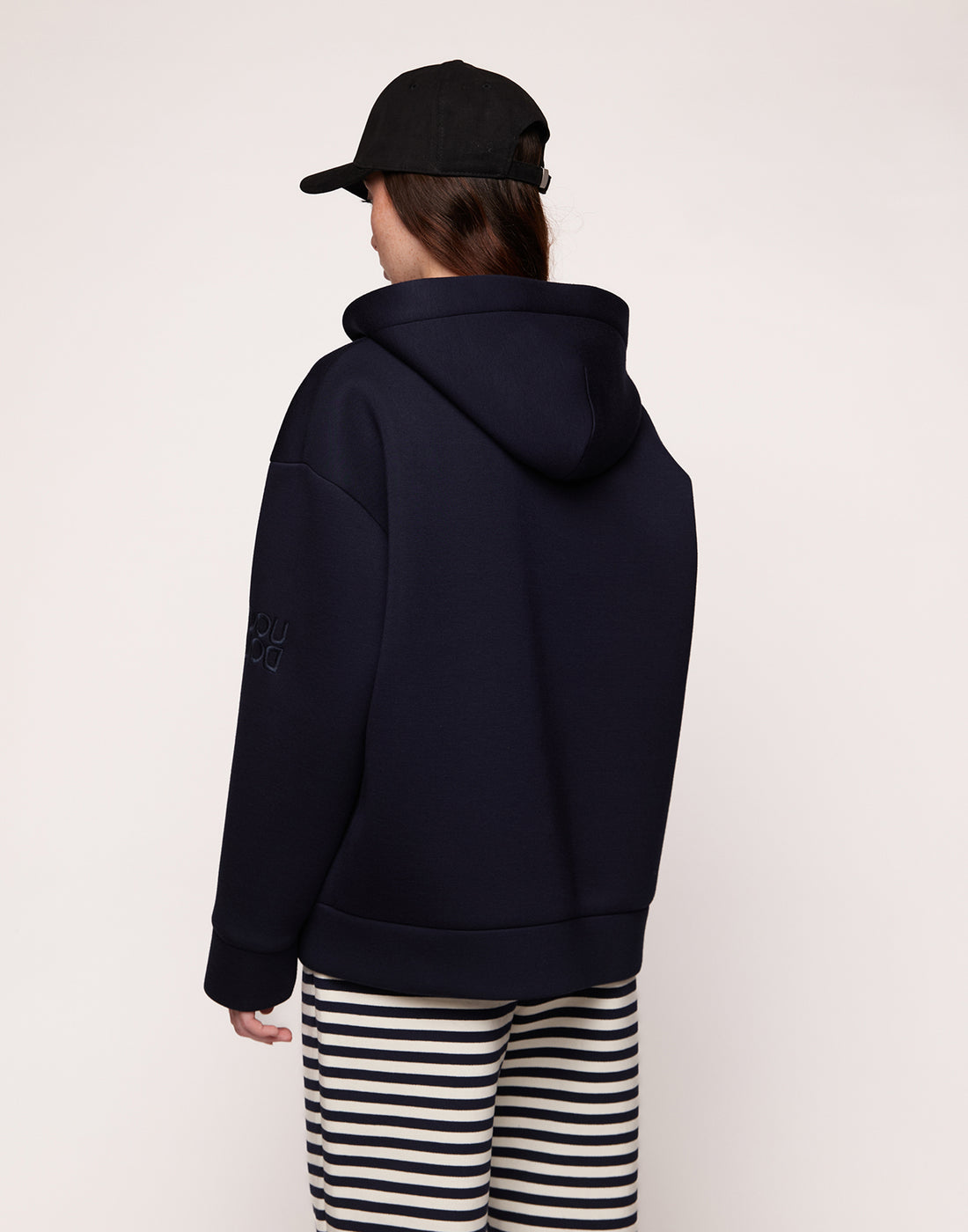 DOUUOD Giacca a Felpa con Zip e Cappuccio in Neoprene Navy Blu