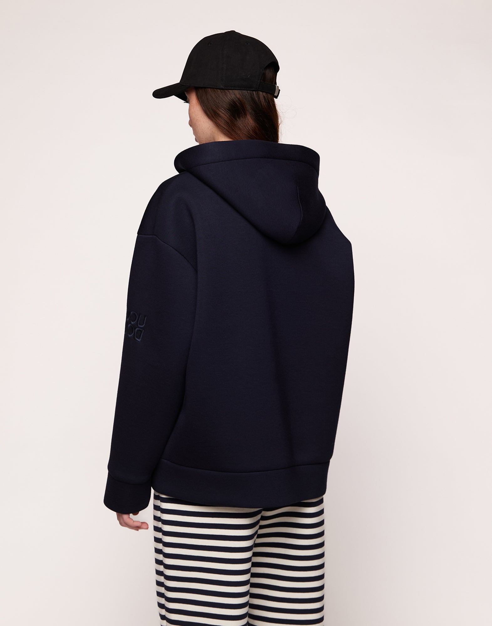 DOUUOD Giacca a Felpa con Zip e Cappuccio in Neoprene Navy Blu