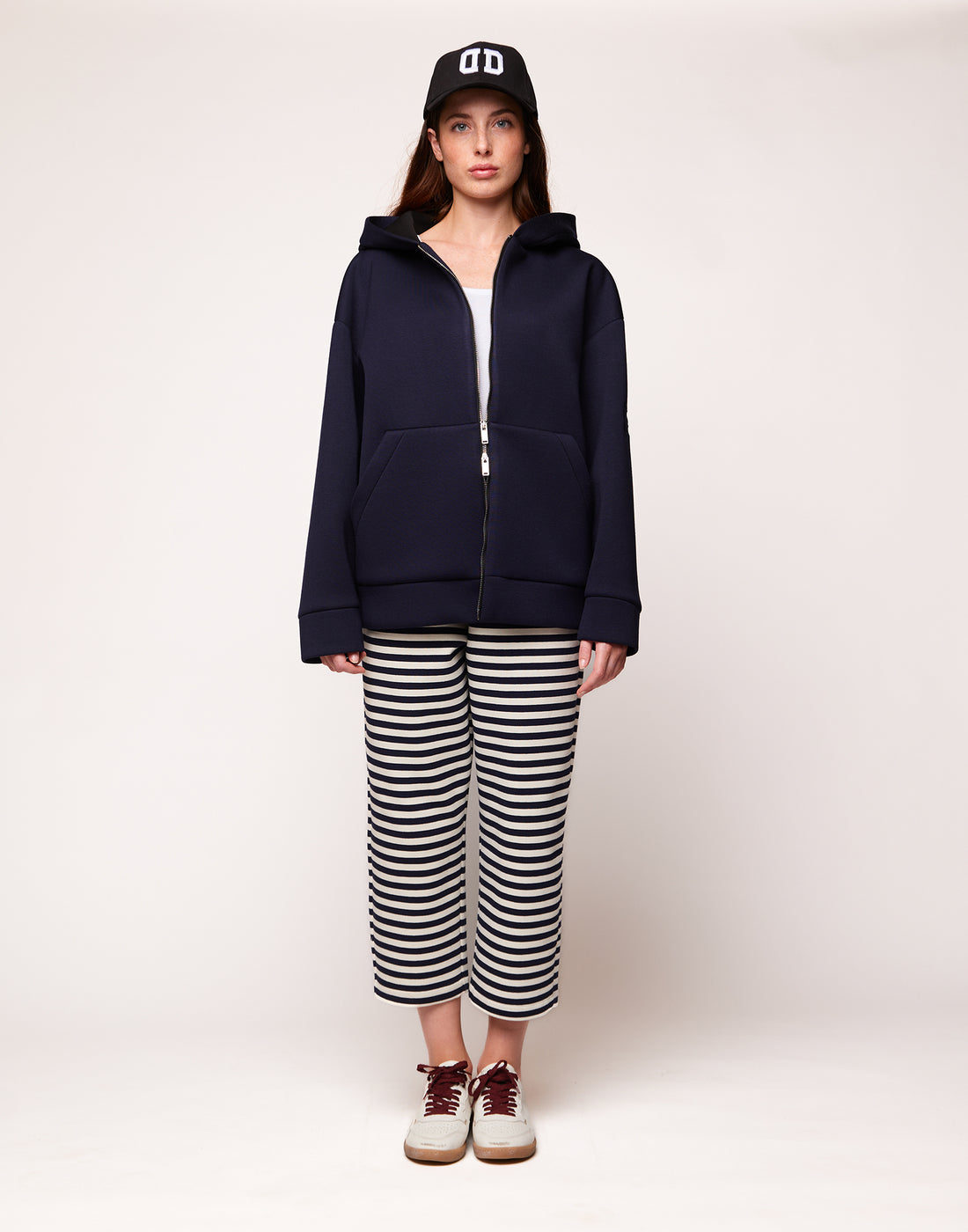 DOUUOD Giacca a Felpa con Zip e Cappuccio in Neoprene Navy Blu