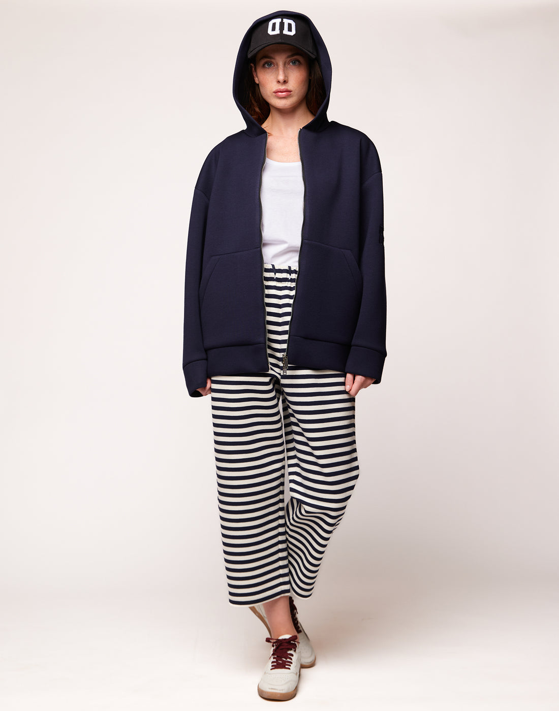 DOUUOD Giacca a Felpa con Zip e Cappuccio in Neoprene Navy Blu