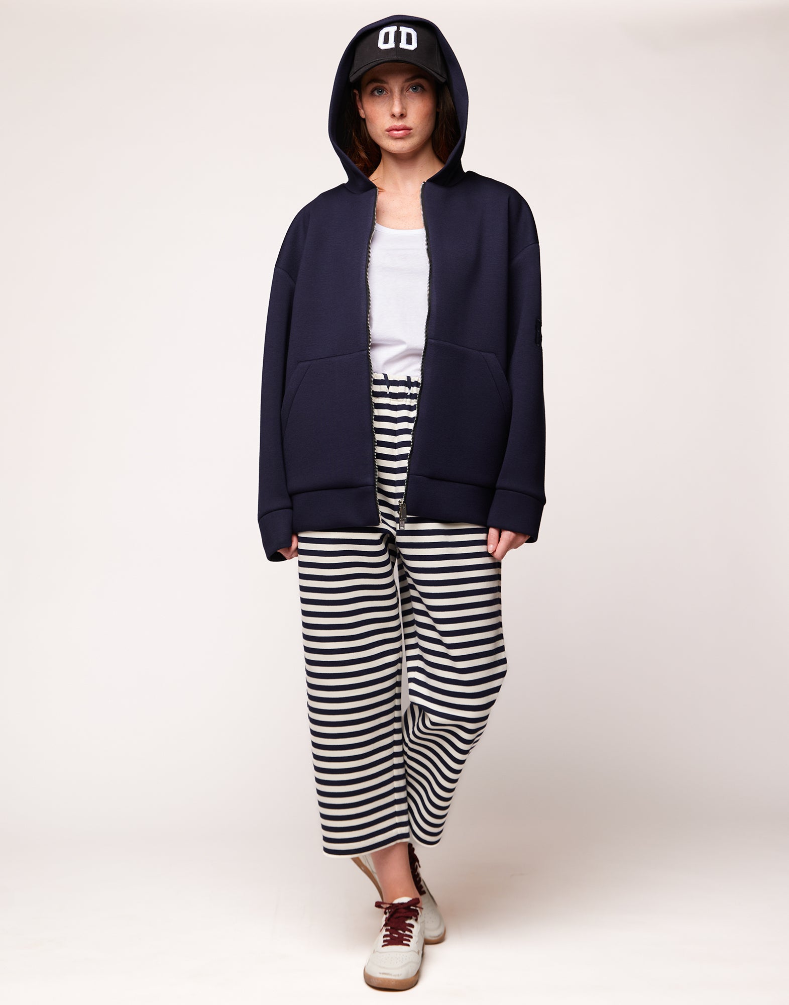 DOUUOD Giacca a Felpa con Zip e Cappuccio in Neoprene Navy Blu