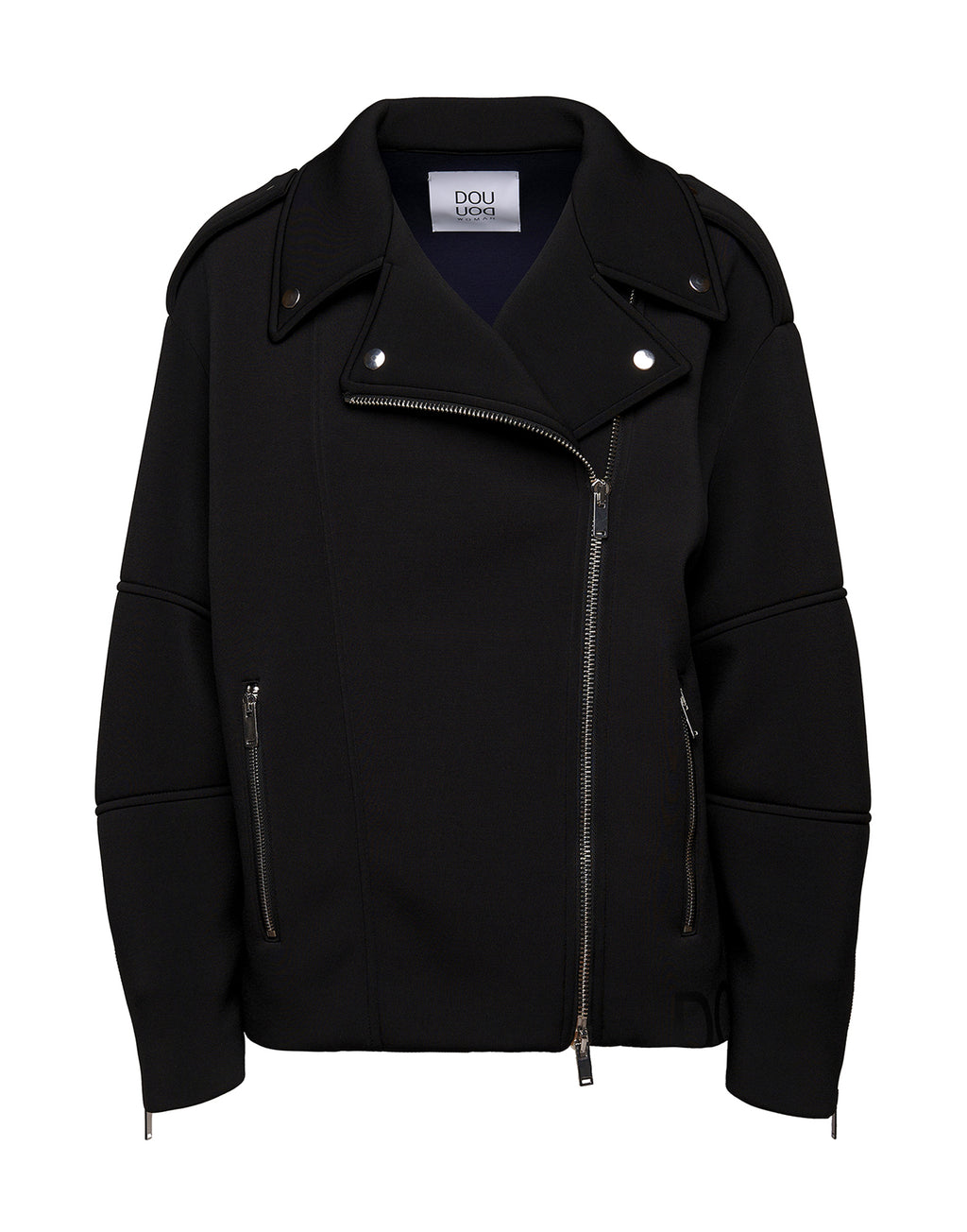 DOUUOD Giacca Biker in Neoprene Nero