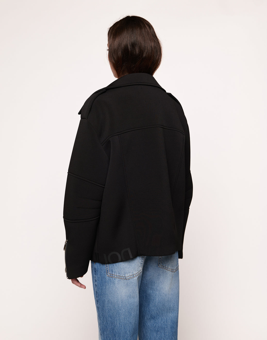 DOUUOD Giacca Biker in Neoprene Nero