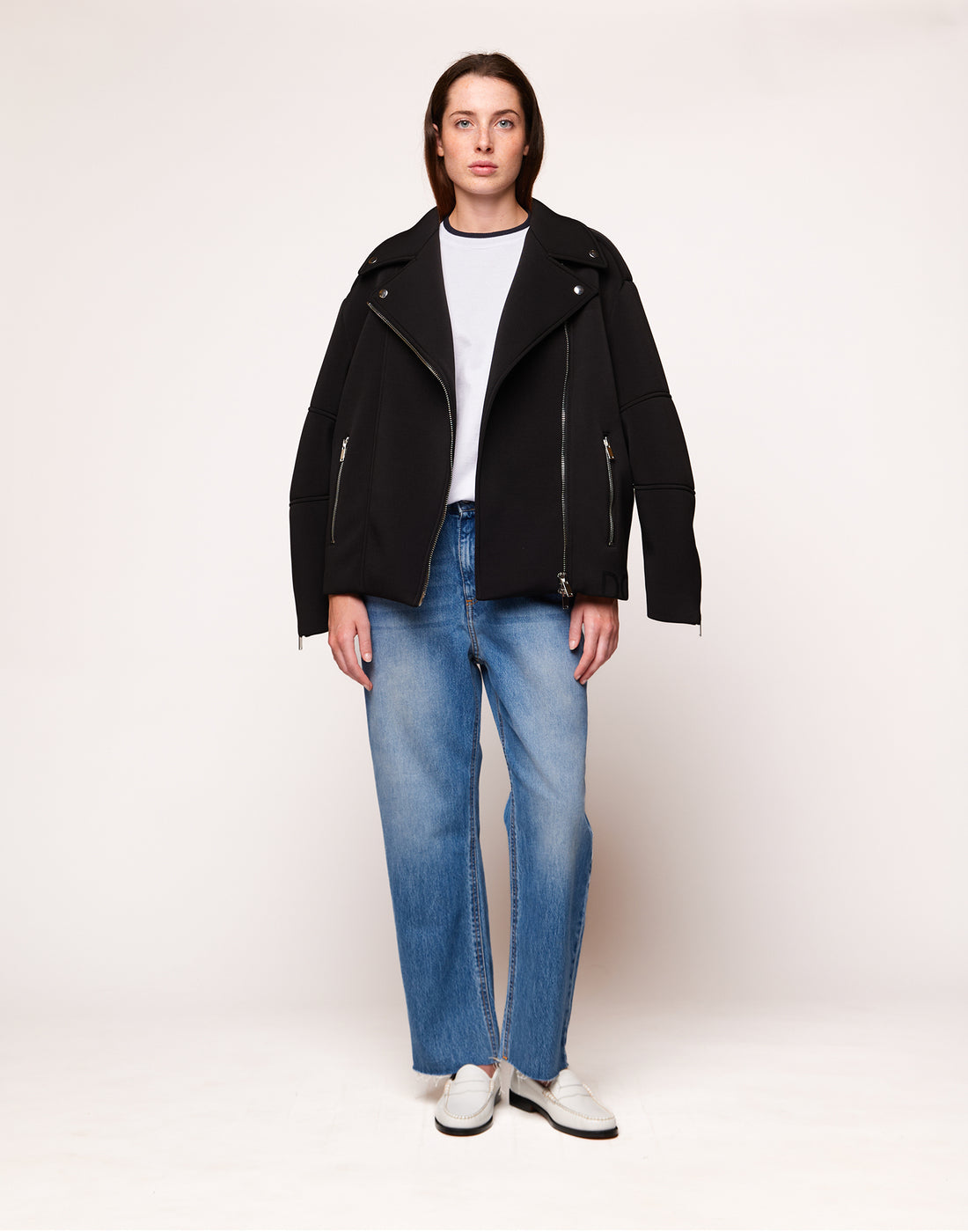 DOUUOD Giacca Biker in Neoprene Nero