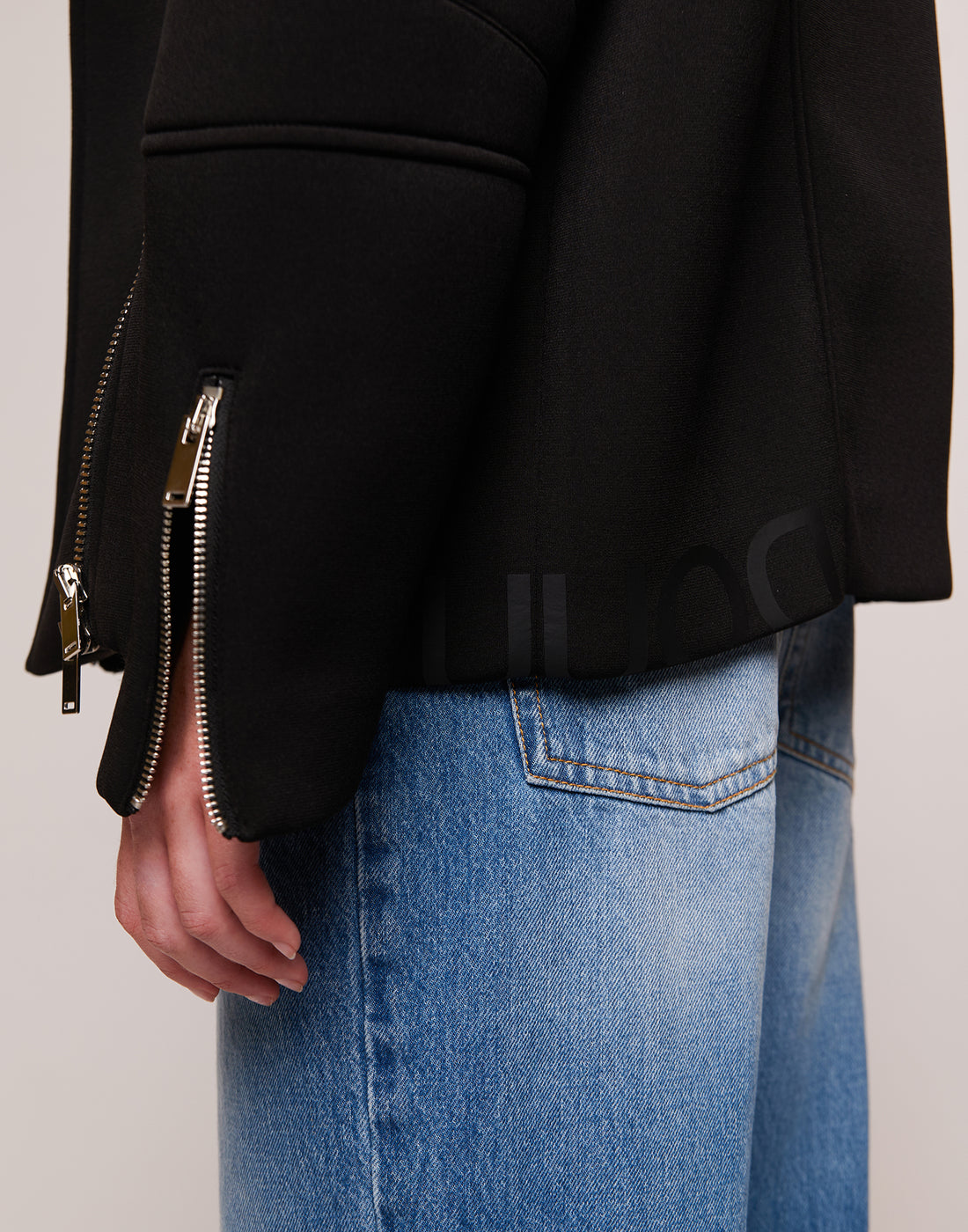 DOUUOD Giacca Biker in Neoprene Nero