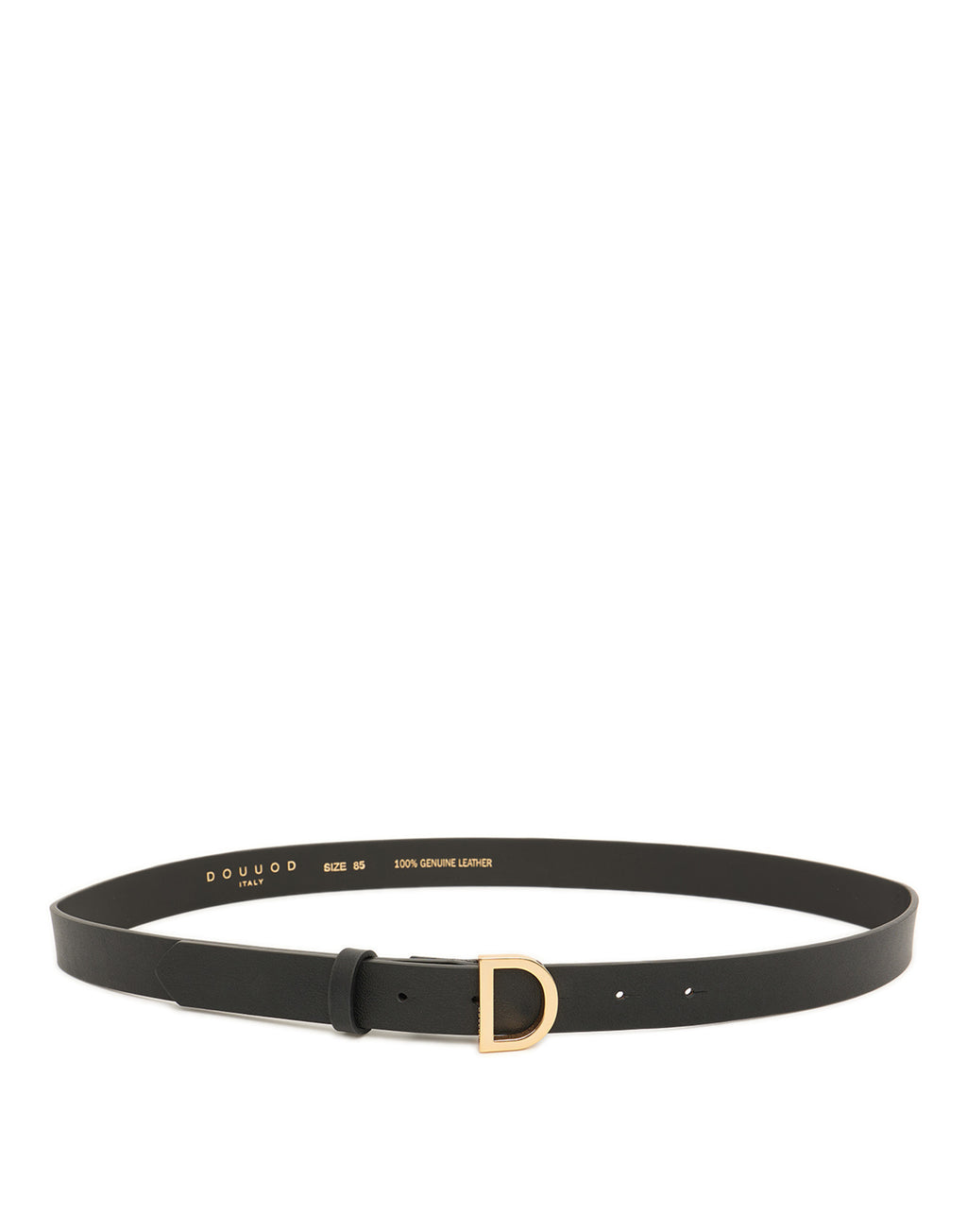 DOUUOD Cintura in Pelle con Fibbia "D" Nera/Oro