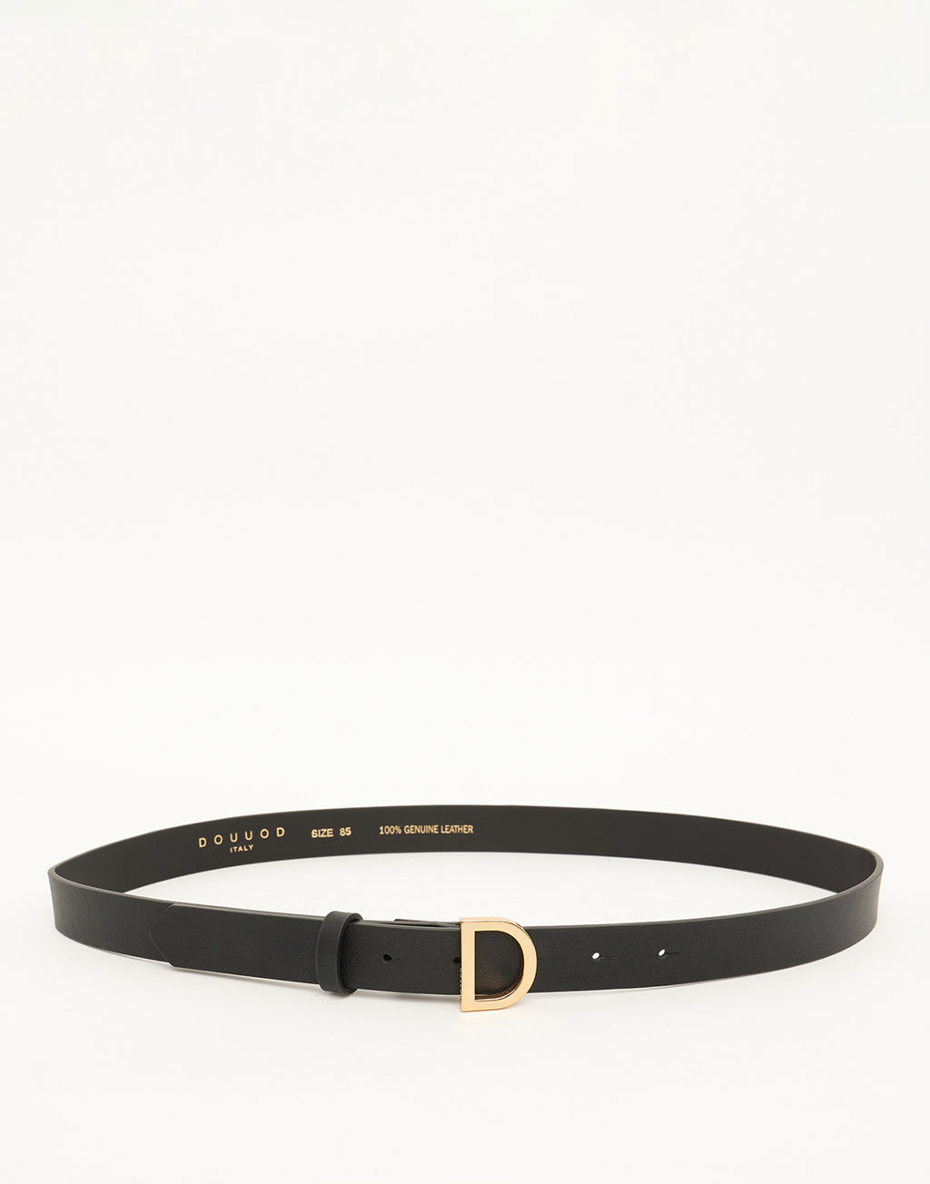 DOUUOD Cintura in Pelle con Fibbia "D" Nera/Oro