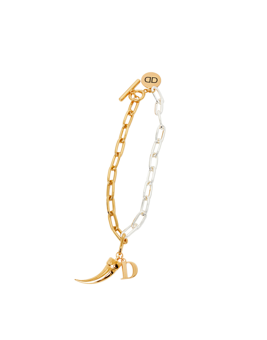 DOUUOD Collana con Catena Bicolore e Pendenti Oro/Argento