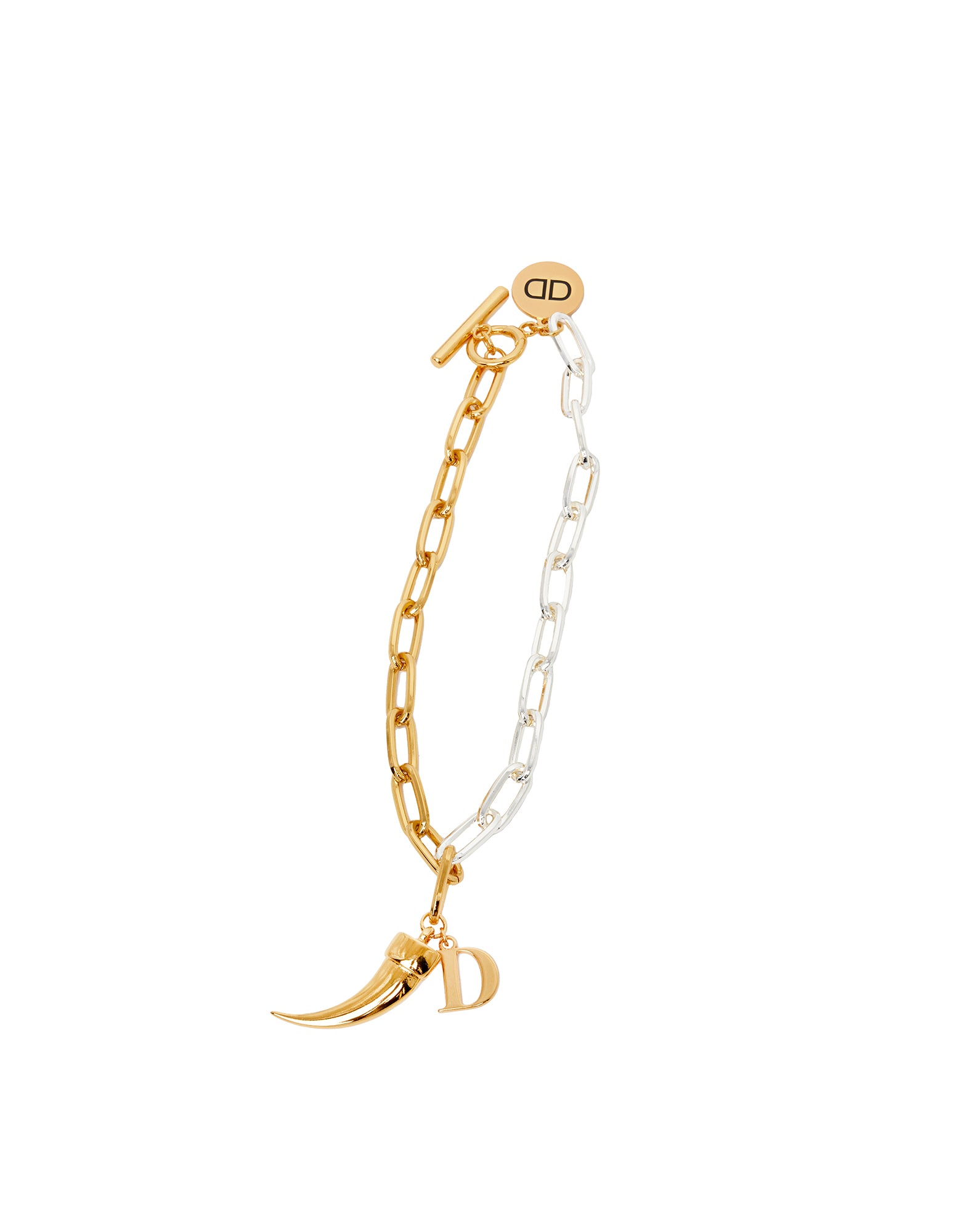 DOUUOD Collana con Catena Bicolore e Pendenti Oro/Argento