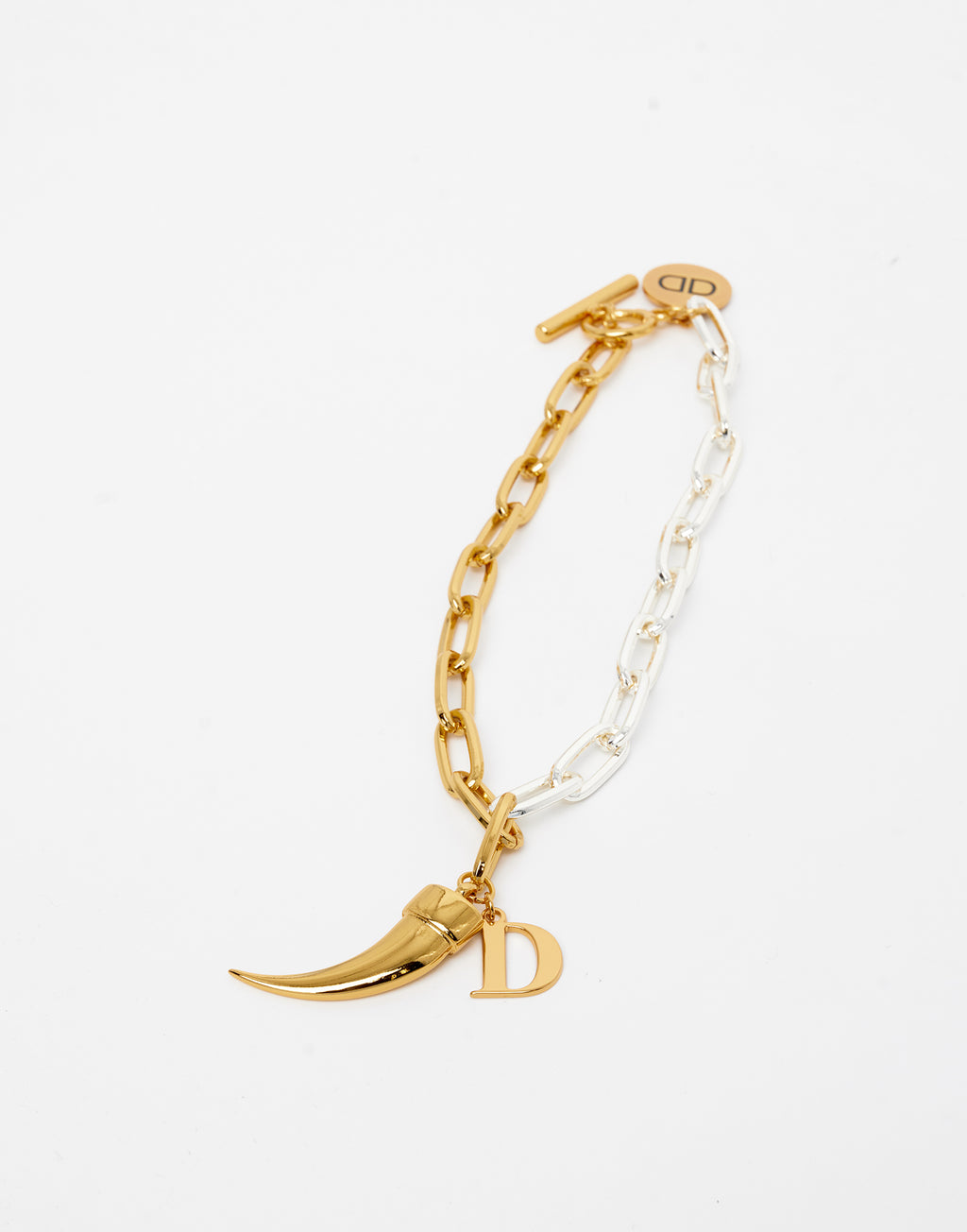DOUUOD Collana con Catena Bicolore e Pendenti Oro/Argento