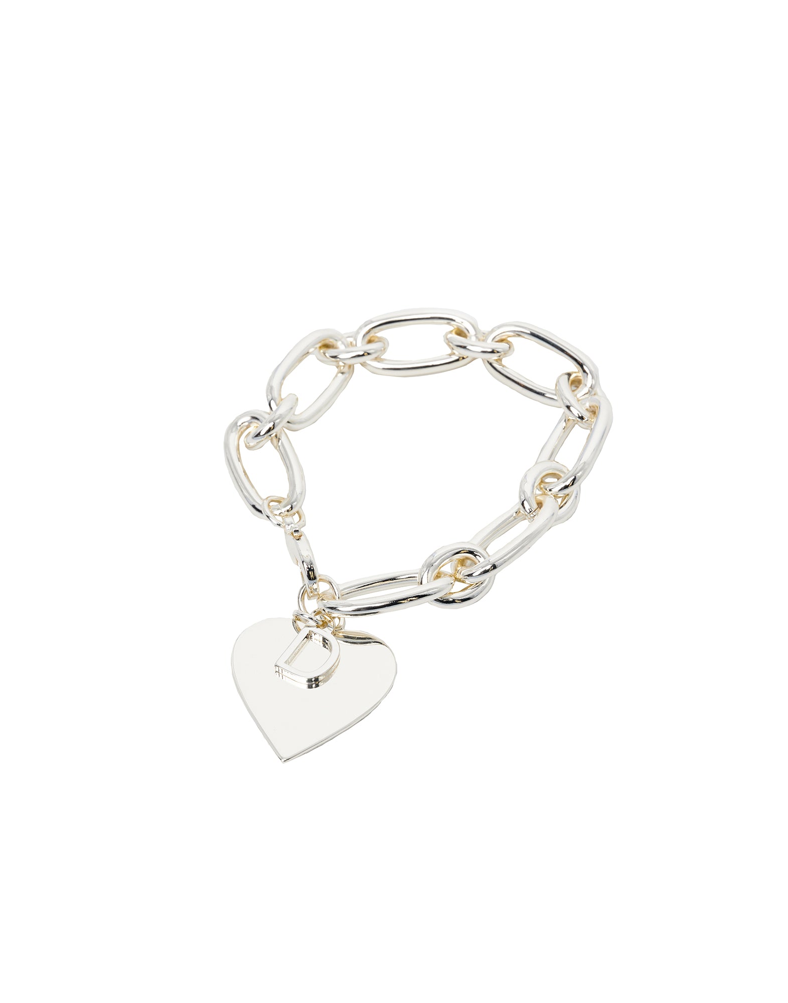 DOUUOD Bracciale a Catena con Cuore e "D" Pendenti Argento