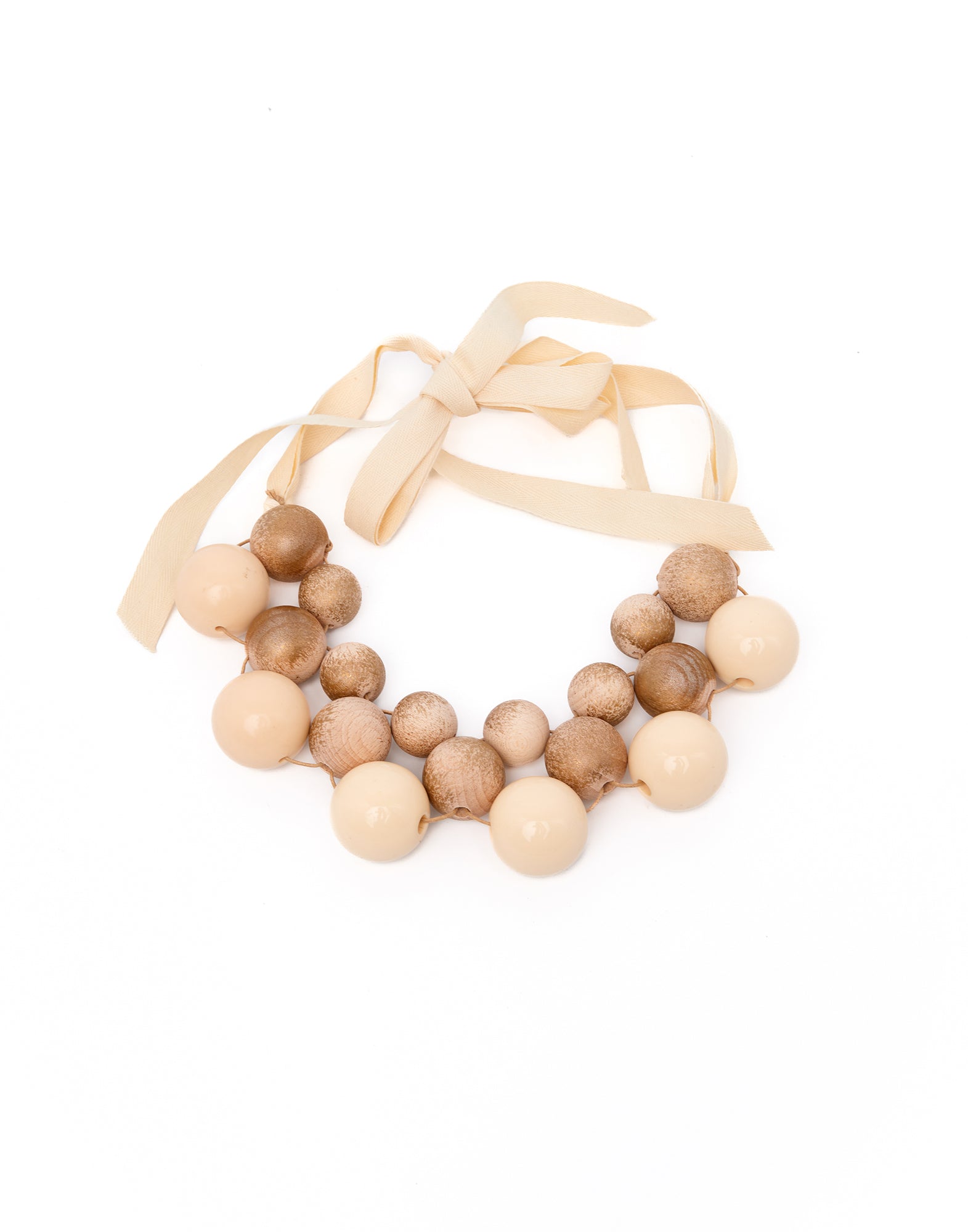 DOUUOD Collana a Fili Alternati con Perle in Legno e Resina Burro