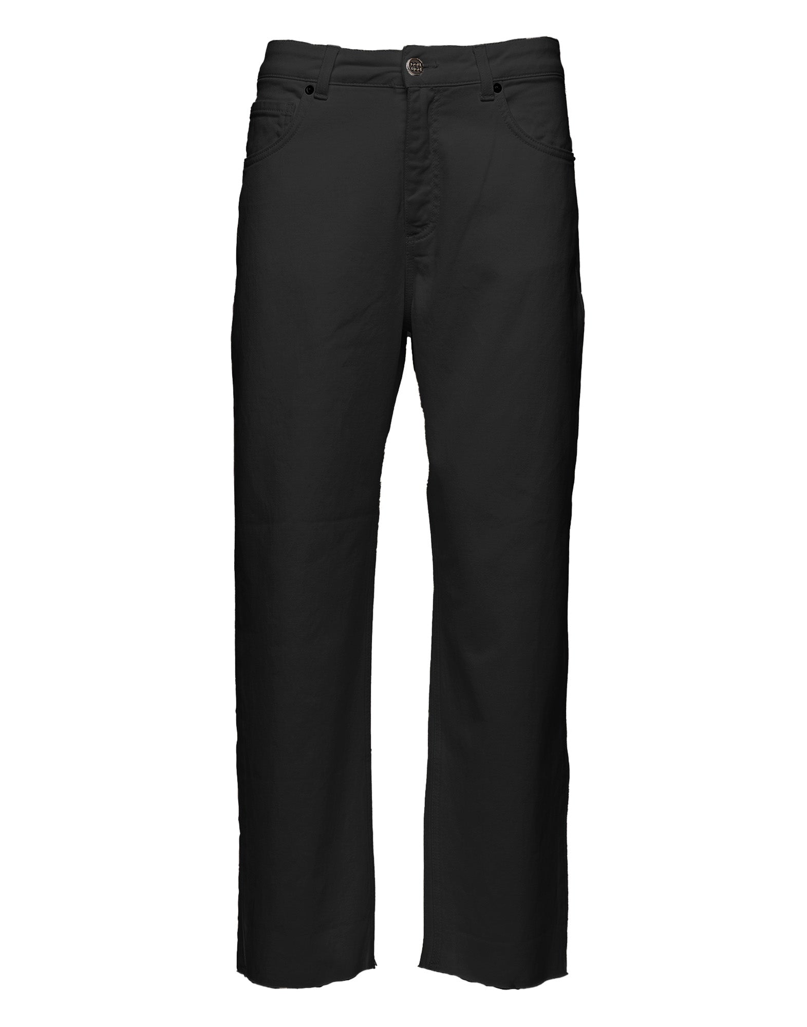 DOUUOD Jeans Baggy a 5 Tasche in Drill Cotone Stretch Neri