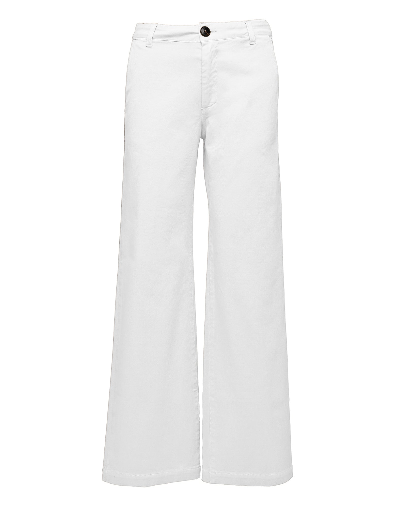 DOUUOD Pantaloni a Gamba Larga in Drill di Cotone Stretch Off White