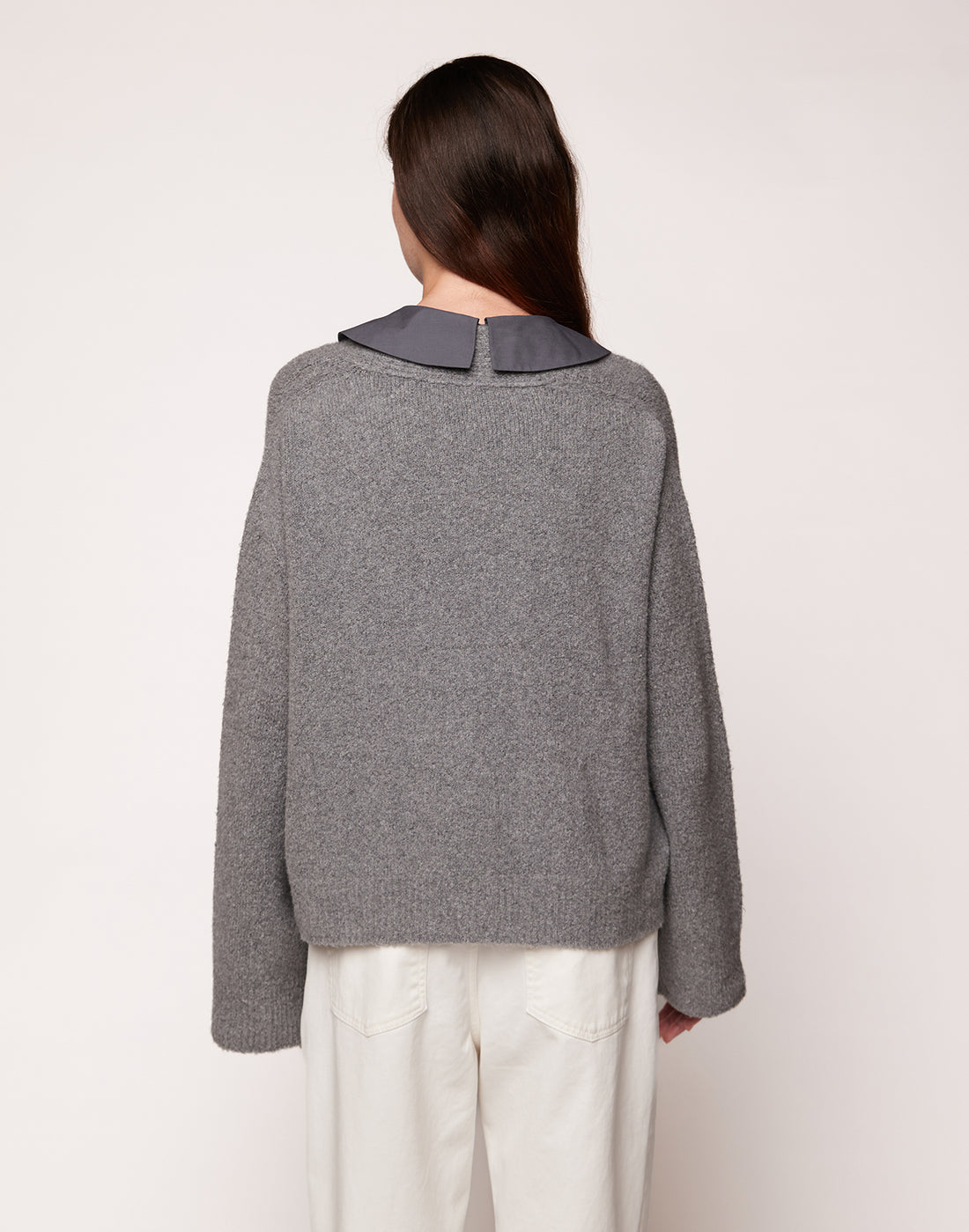 DOUUOD Cardigan in Cotone Bouclè Steel