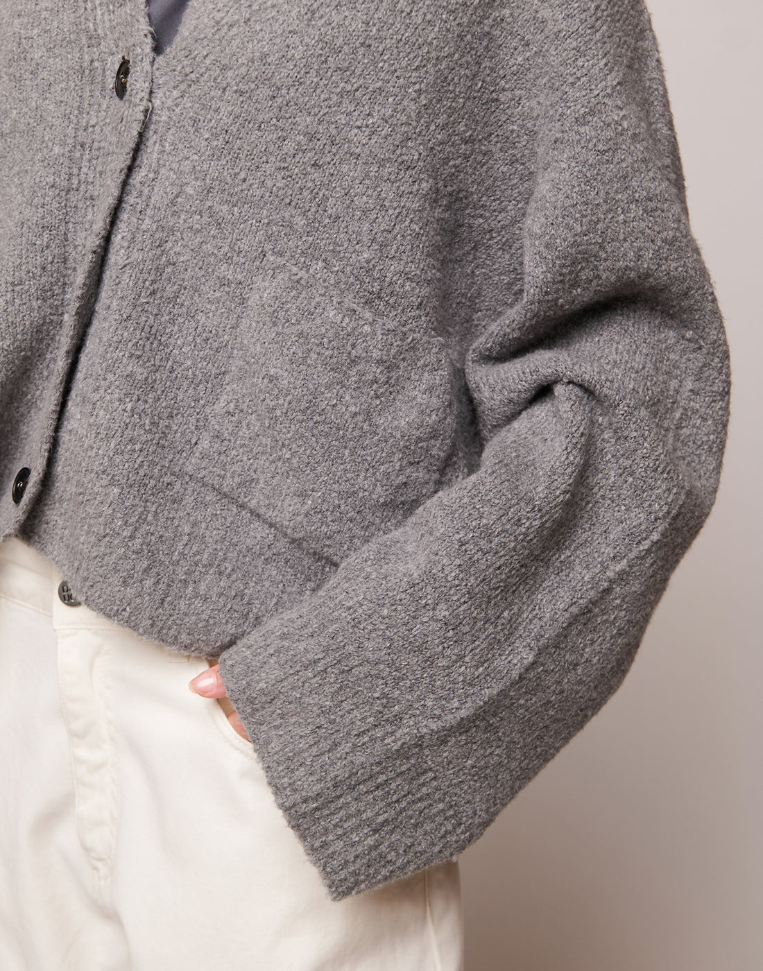 DOUUOD Cardigan in Cotone Bouclè Steel
