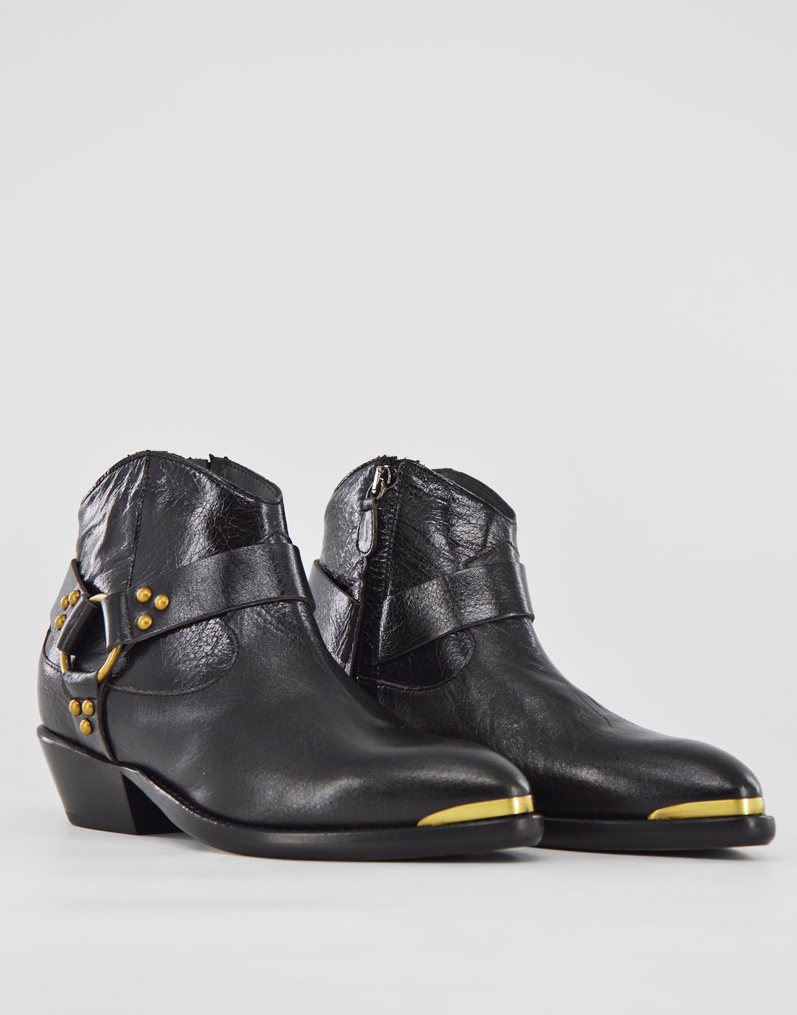 DOUUOD Texani Bassi con Ghetta in Vitello Bottolato Laminato Nero