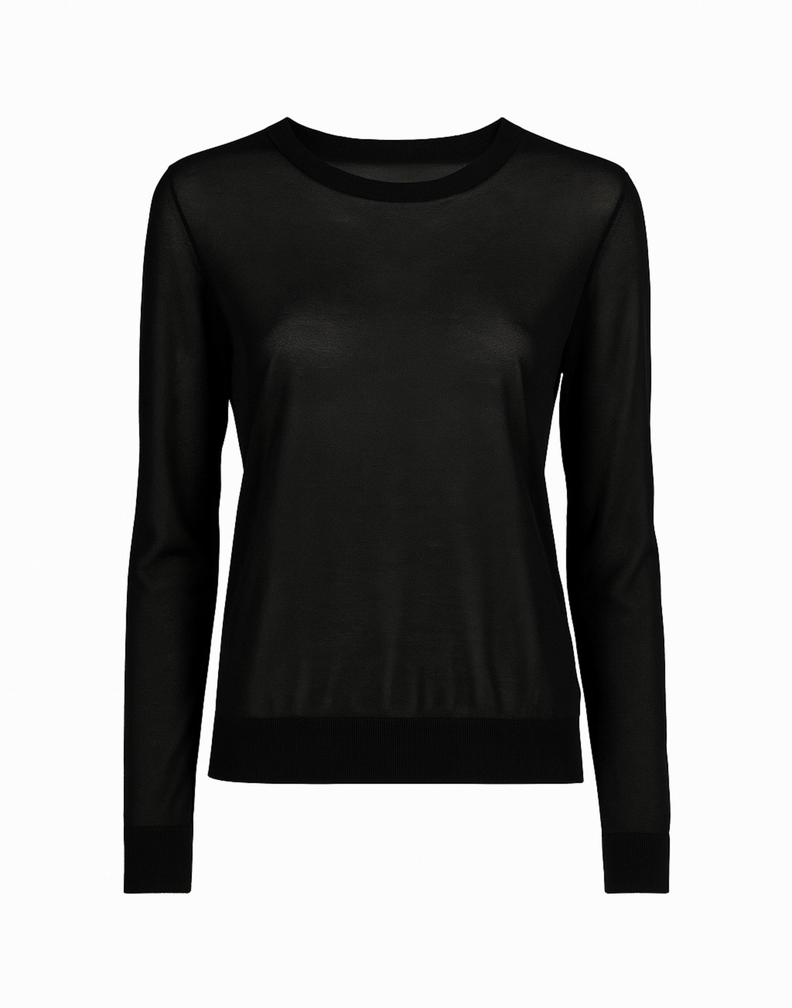 ERIKA CAVALLINI Maglia Semi-Trasparente con Spacco al Polso Nera