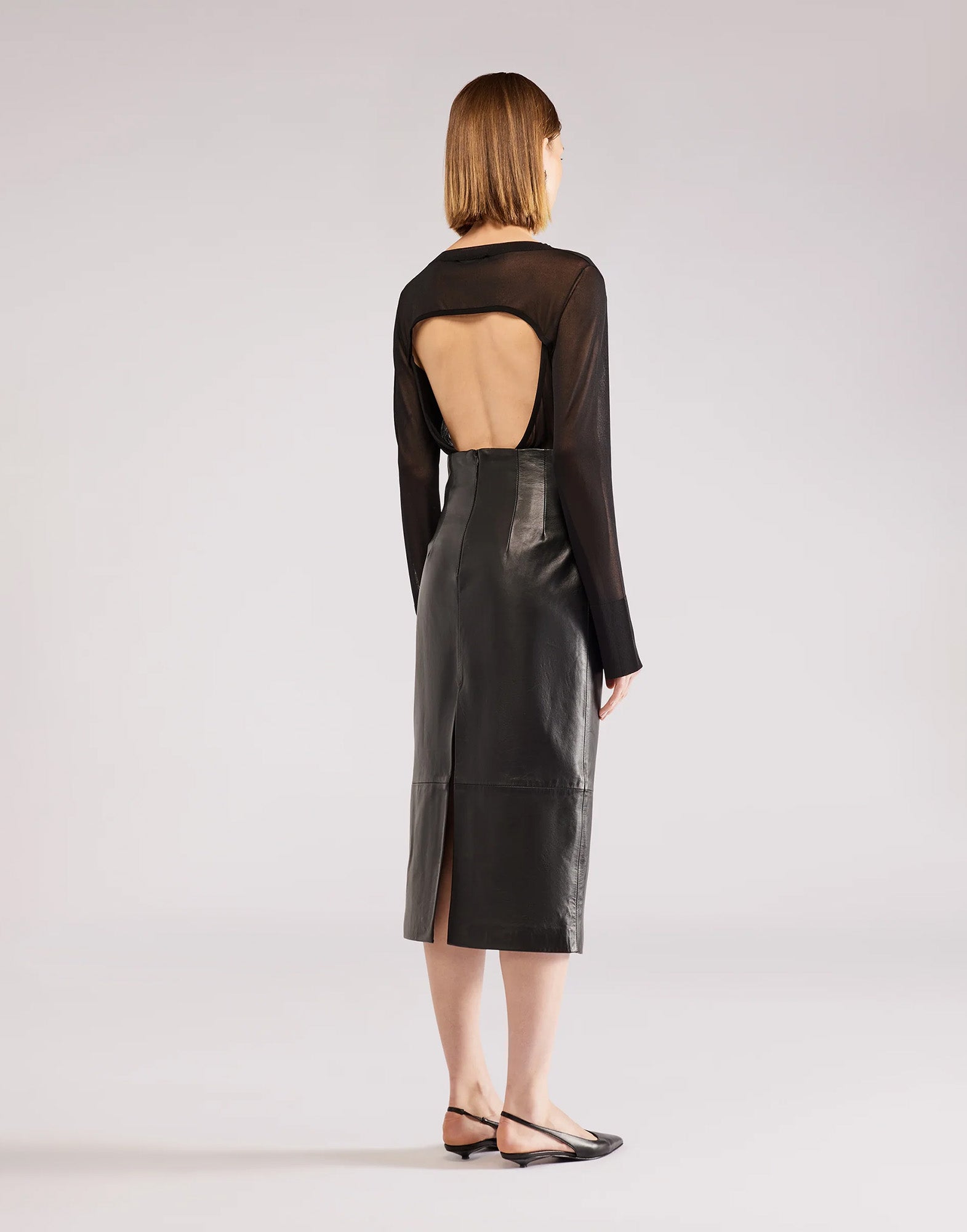 ERIKA CAVALLINI Maglia Semi-Trasparente con Spacco al Polso Nera