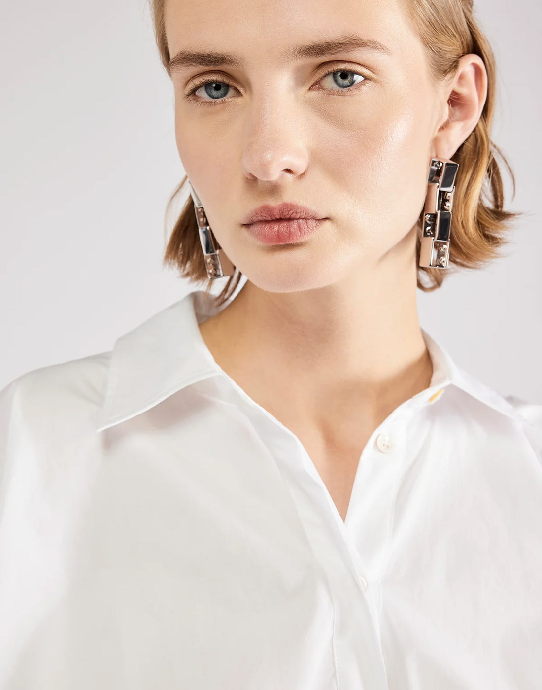 ERIKA CAVALLINI Camicia Over in Popeline Crop Bianca
