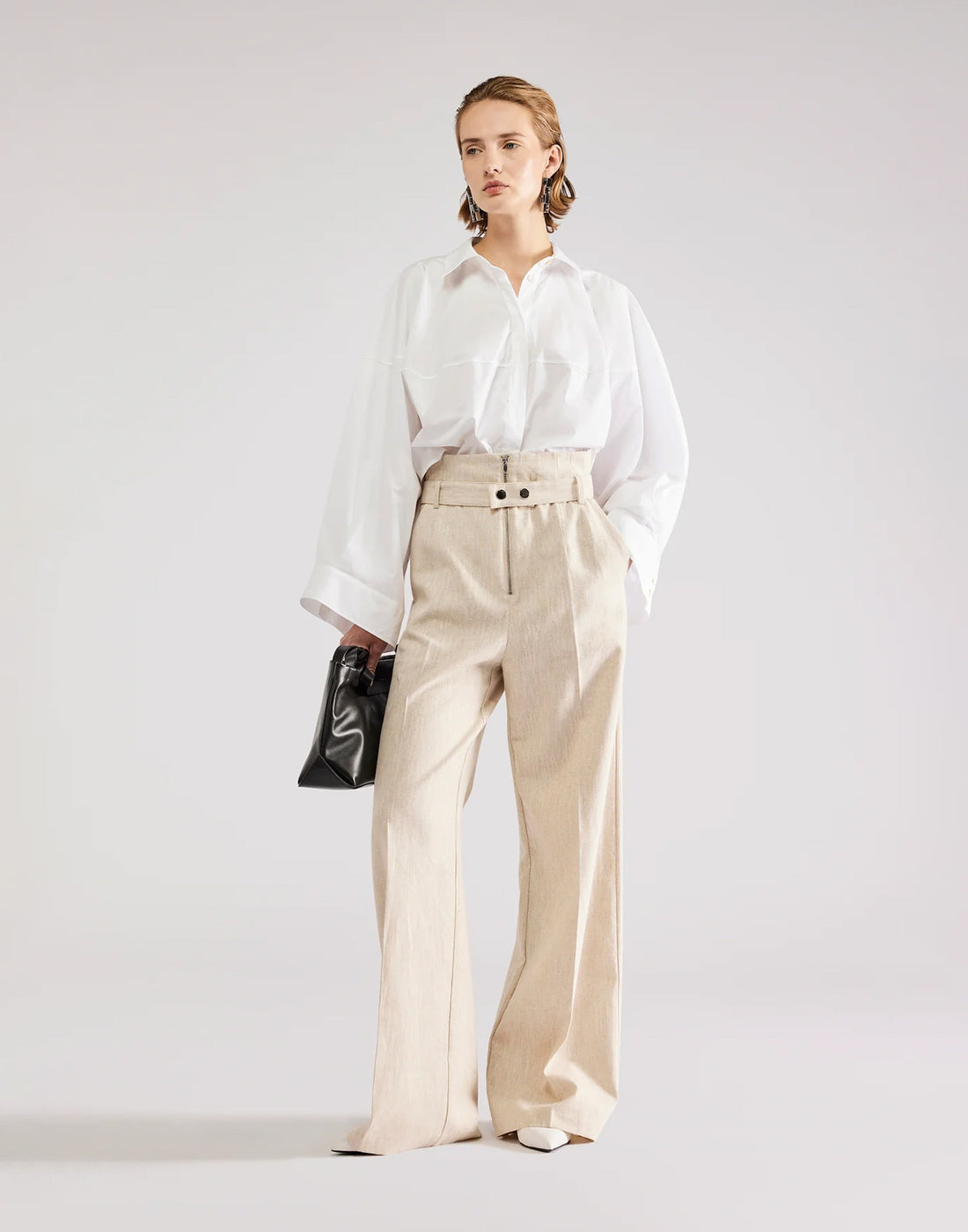 ERIKA CAVALLINI Camicia Over in Popeline Crop Bianca