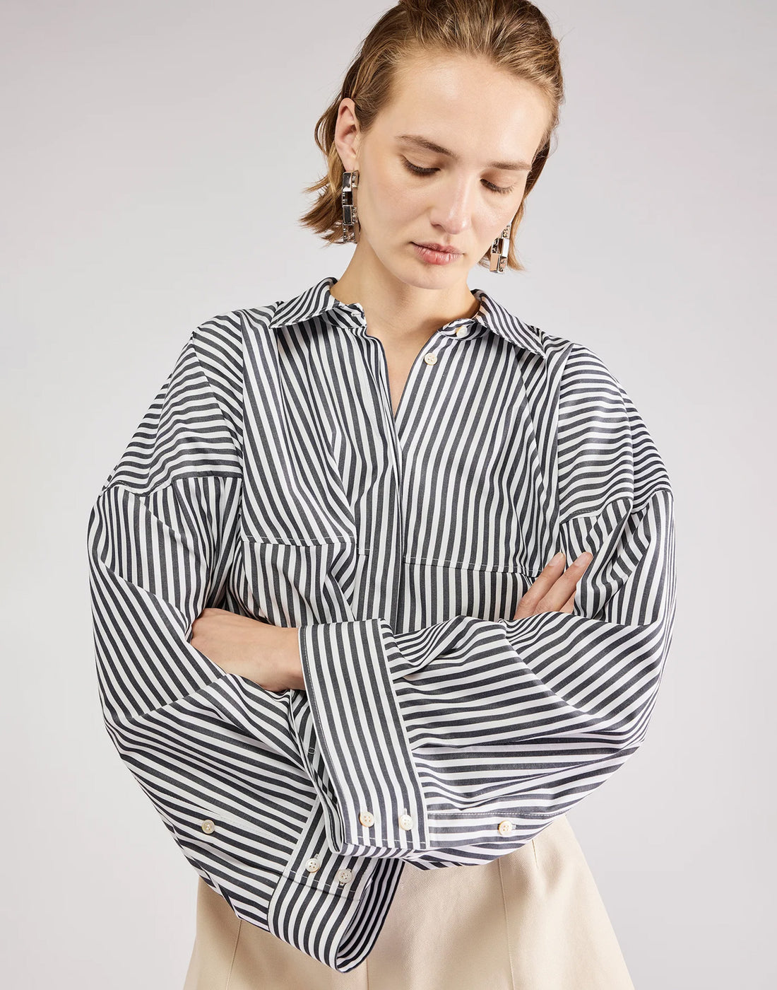 ERIKA CAVALLINI Camicia Over in Popeline Rigato