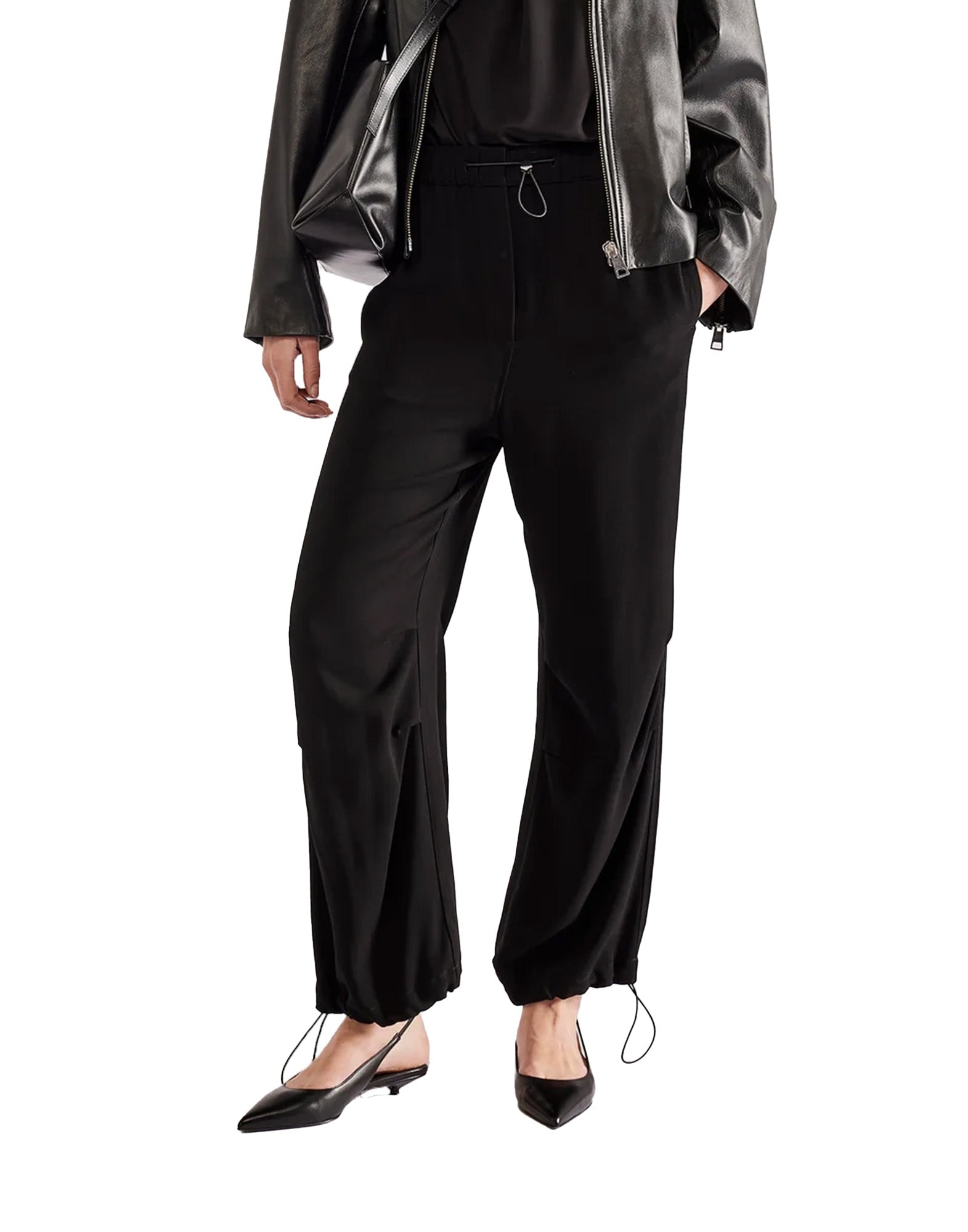 ERIKA CAVALLINI Pantalone Cargo in Cadì Nero